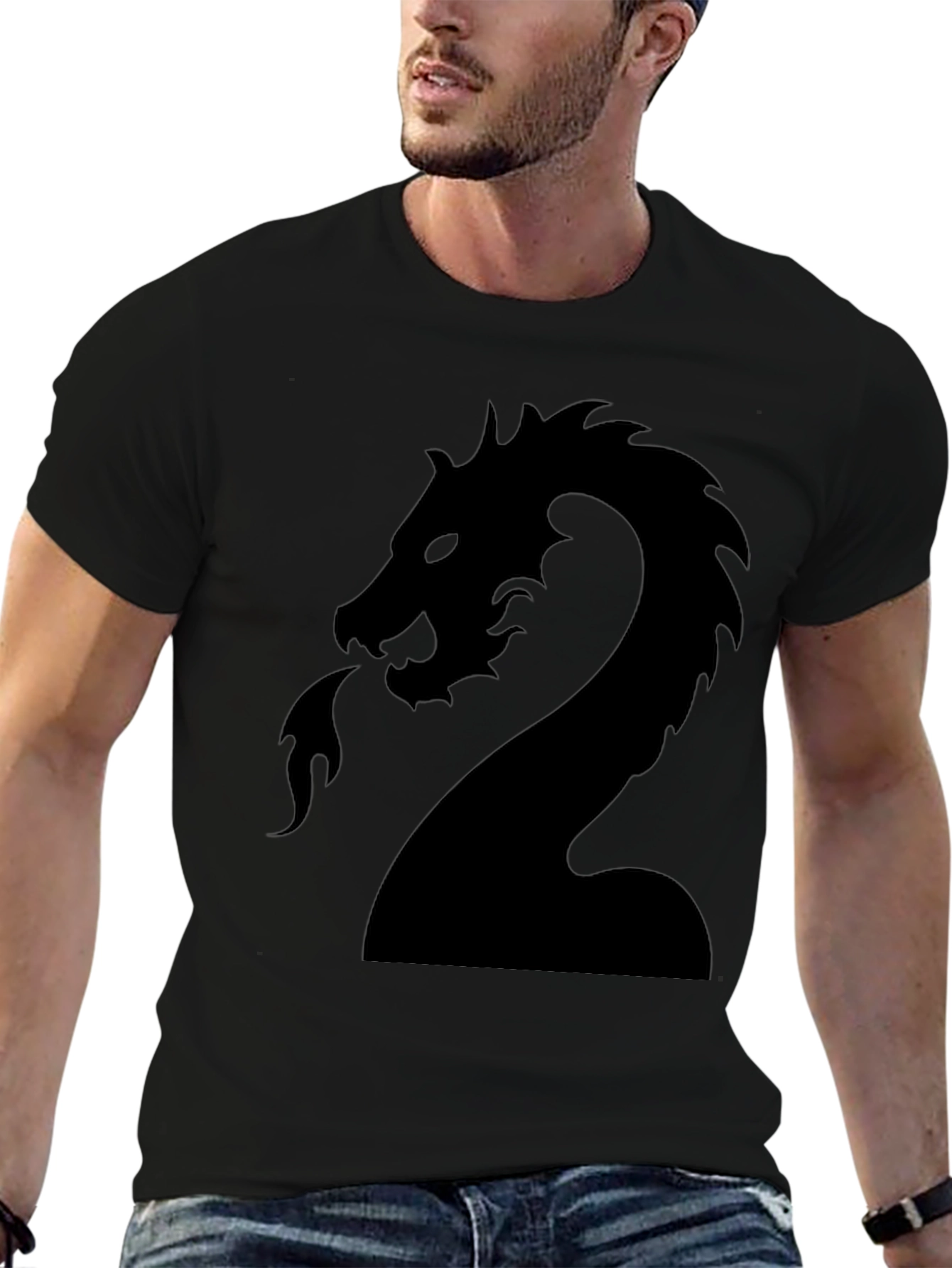 Dragon Graphic Print Black T-Shirt