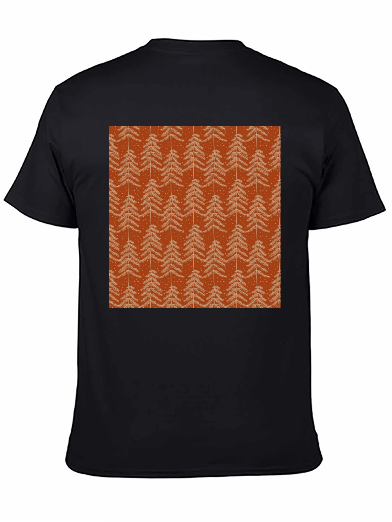 Festive Christmas Tree Patterned Black T-Shirt