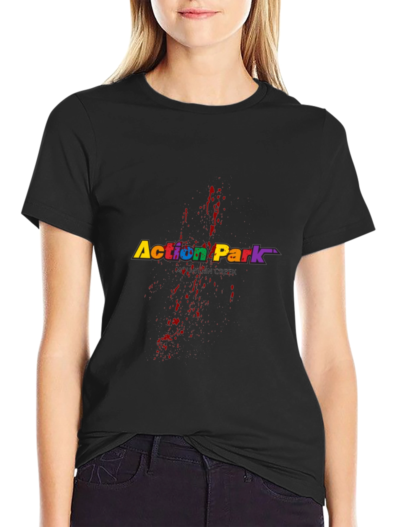 Action Park Retro T-Shirt - Black Cotton Blend