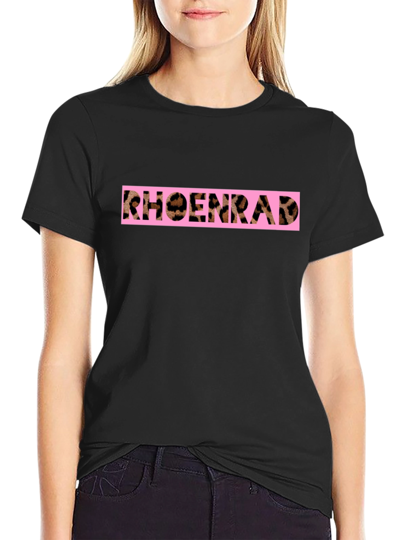 RHOENRAD Animal Print Graphic Black T-Shirt