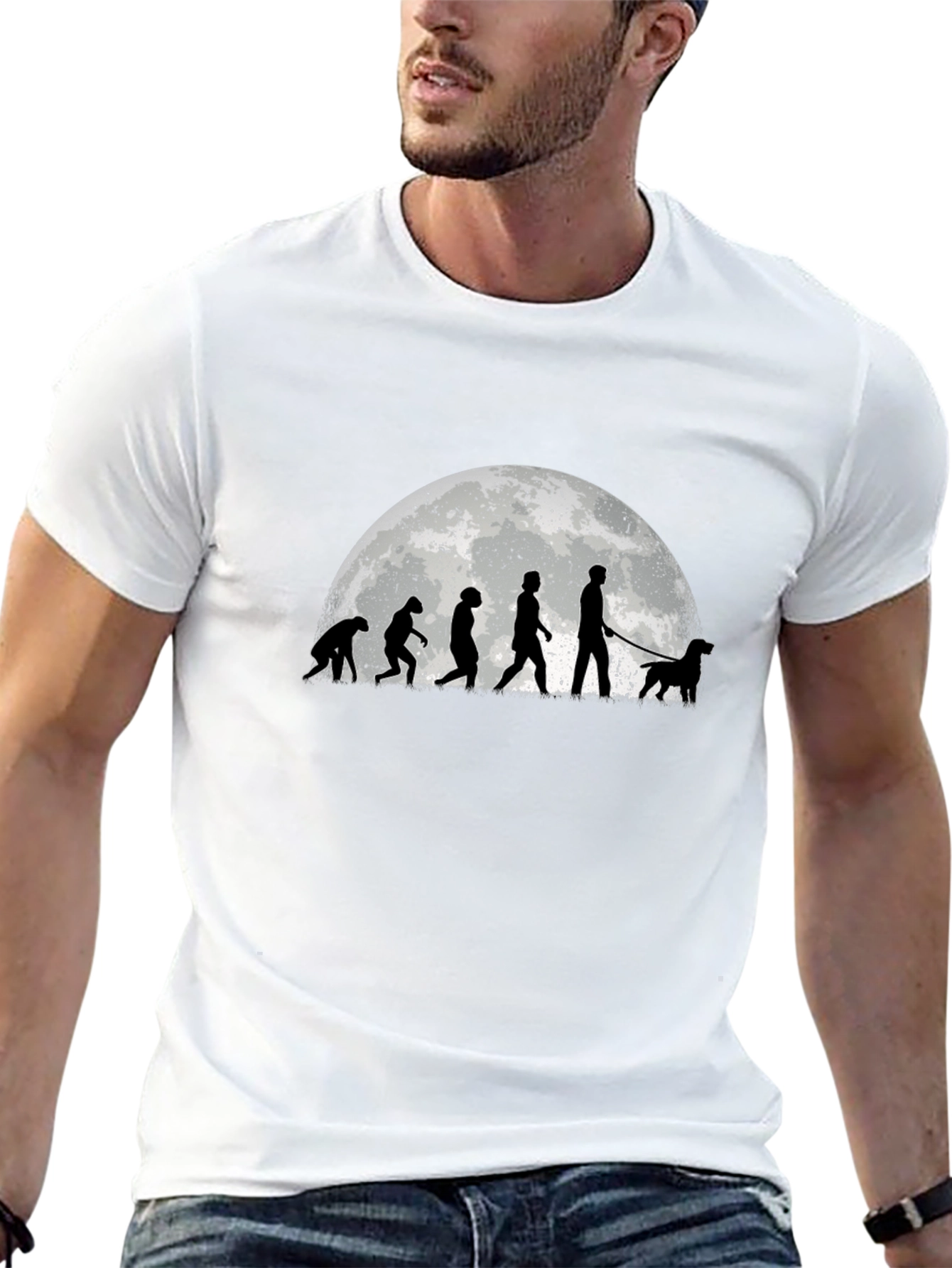 Evolution of Dog Walker Tee - Black Cotton Blend