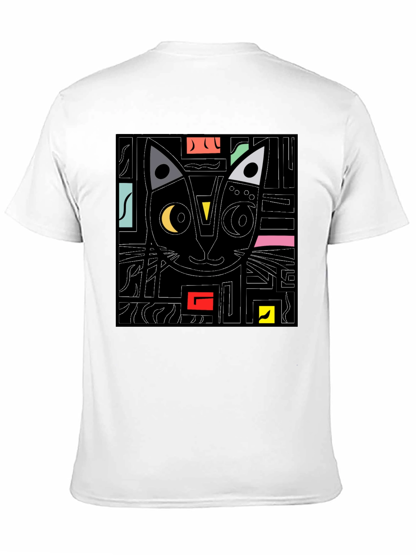 Abstract Cat Graphic T-Shirt - Modern Black Tee