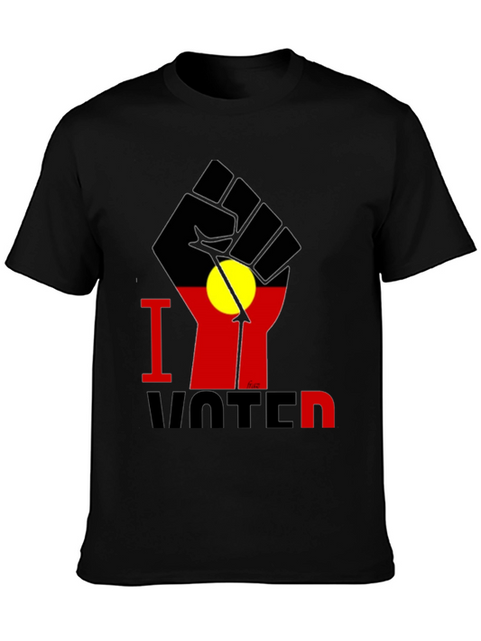 I Voted T-Shirt - Aboriginal Flag Fist Design