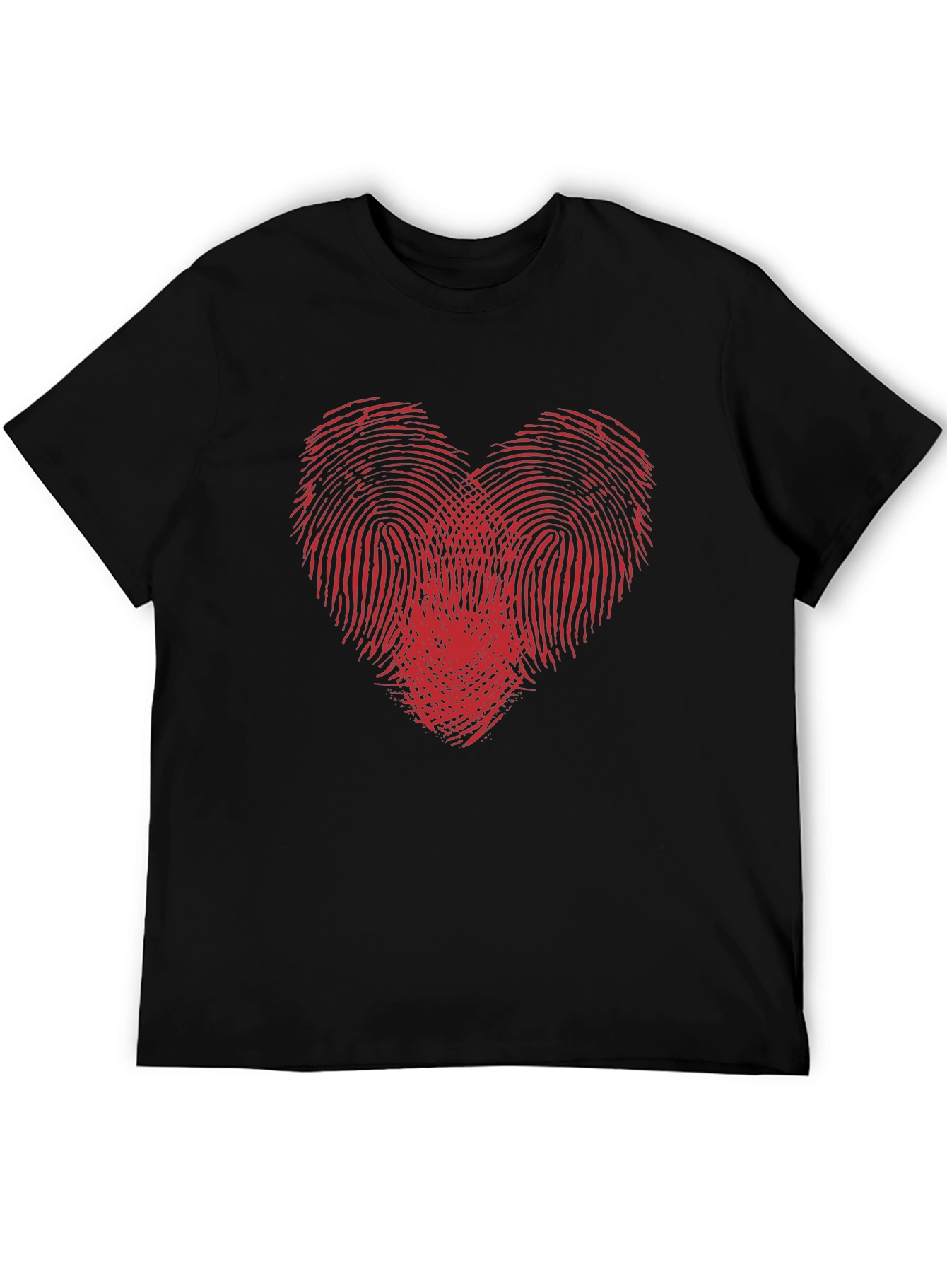 Fingerprint Heart Graphic Black T-Shirt