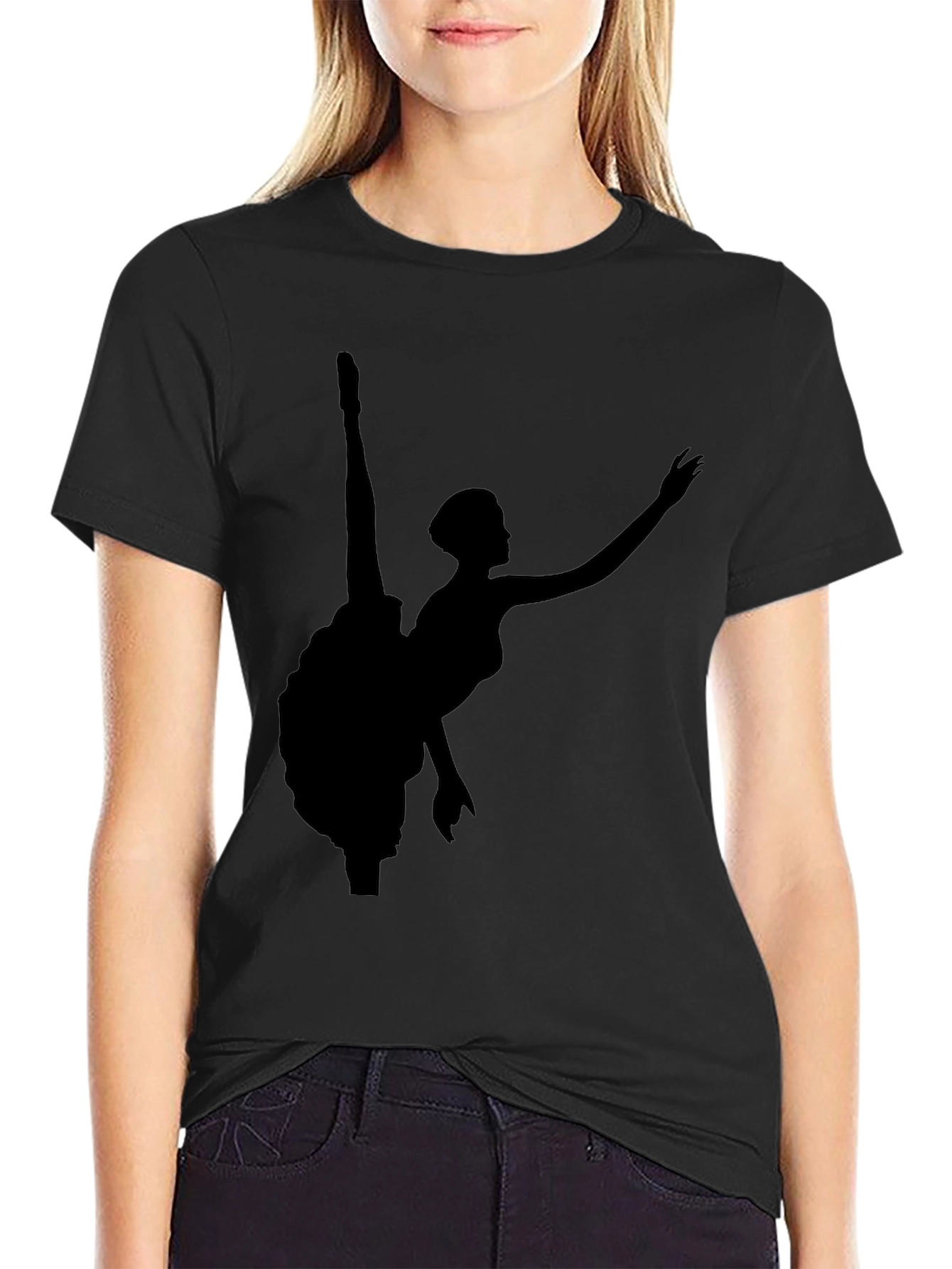 Black T-Shirt with Ballerina Silhouette