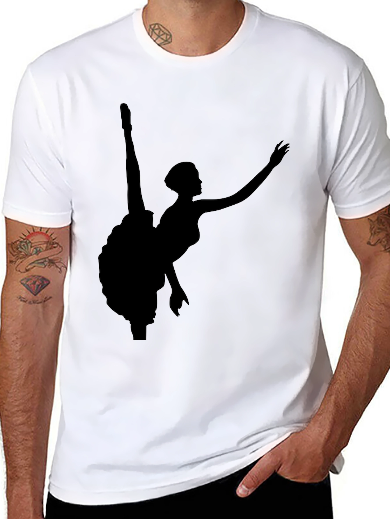Black T-Shirt with Ballerina Silhouette
