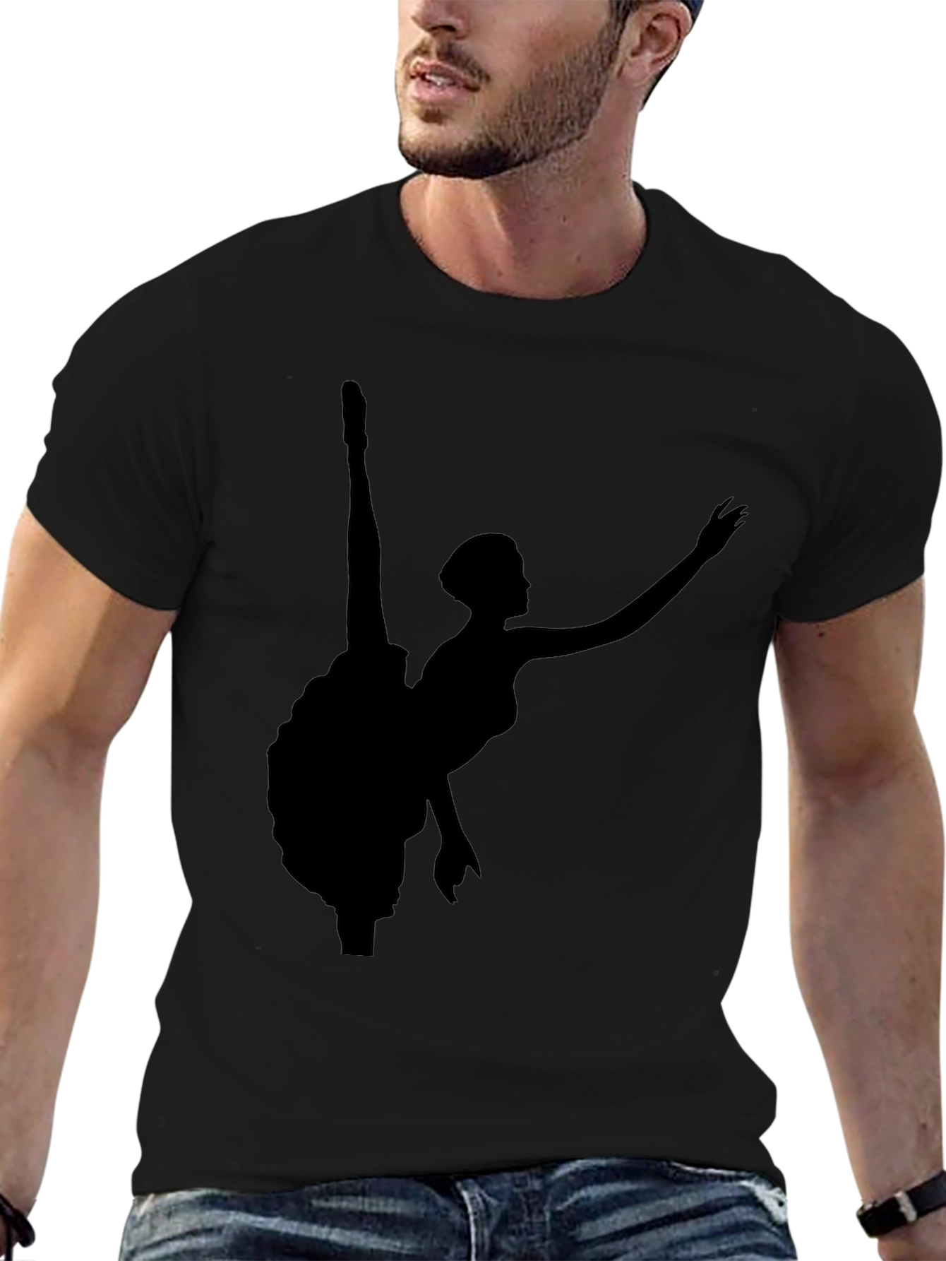 Black T-Shirt with Ballerina Silhouette