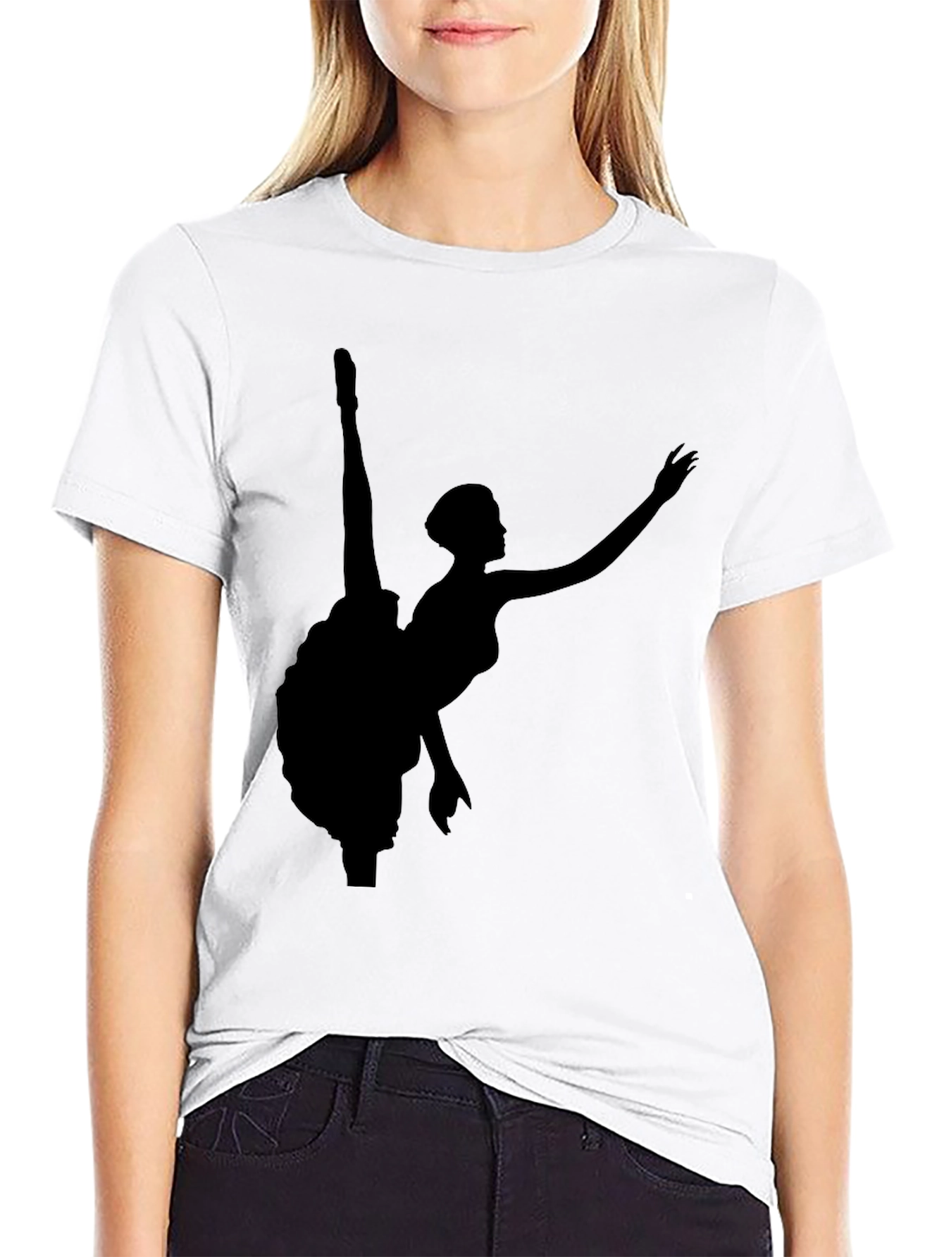 Black T-Shirt with Ballerina Silhouette