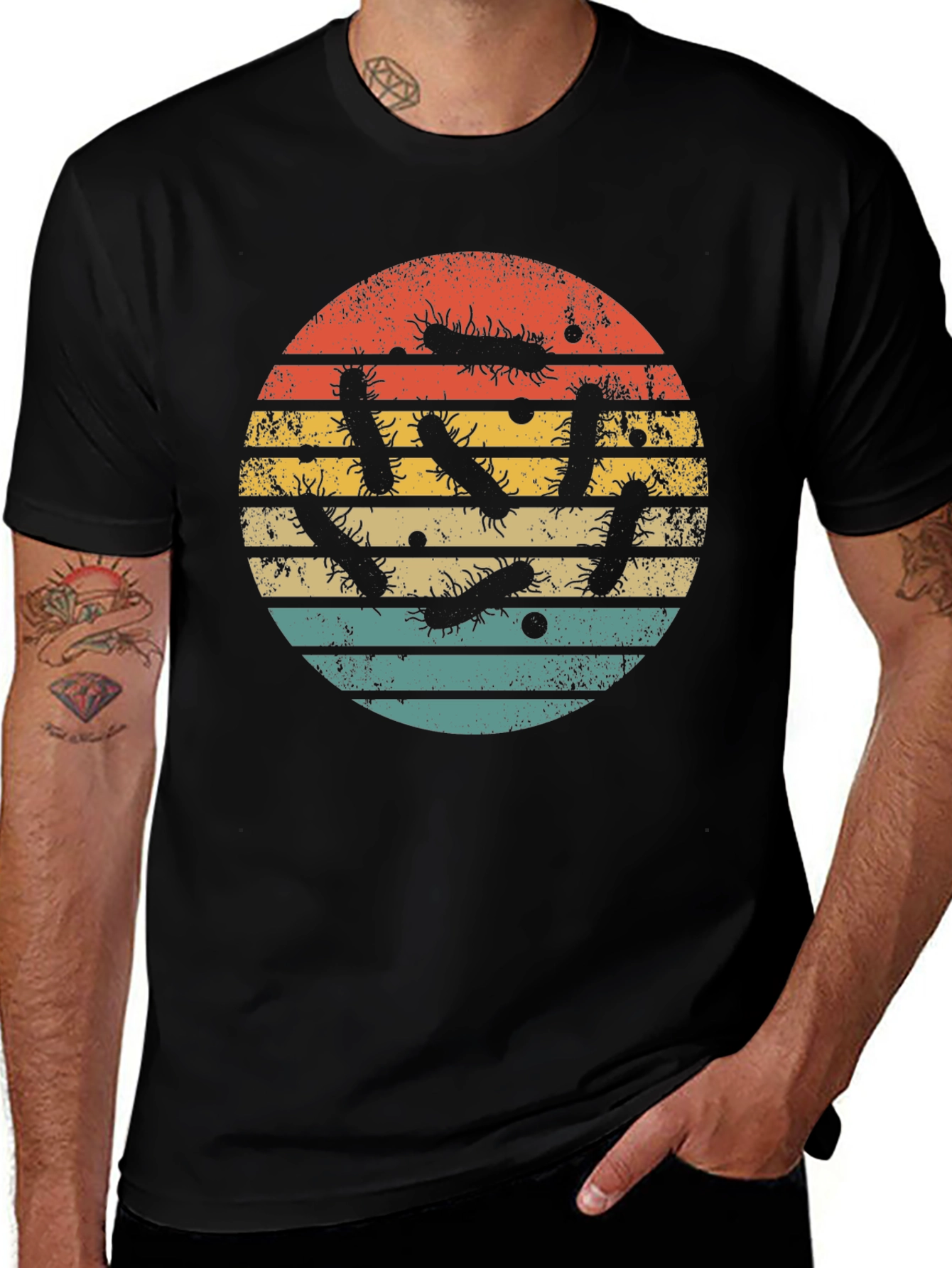 Retro Germs Sunset T-Shirt - Unique Microbiology Tee