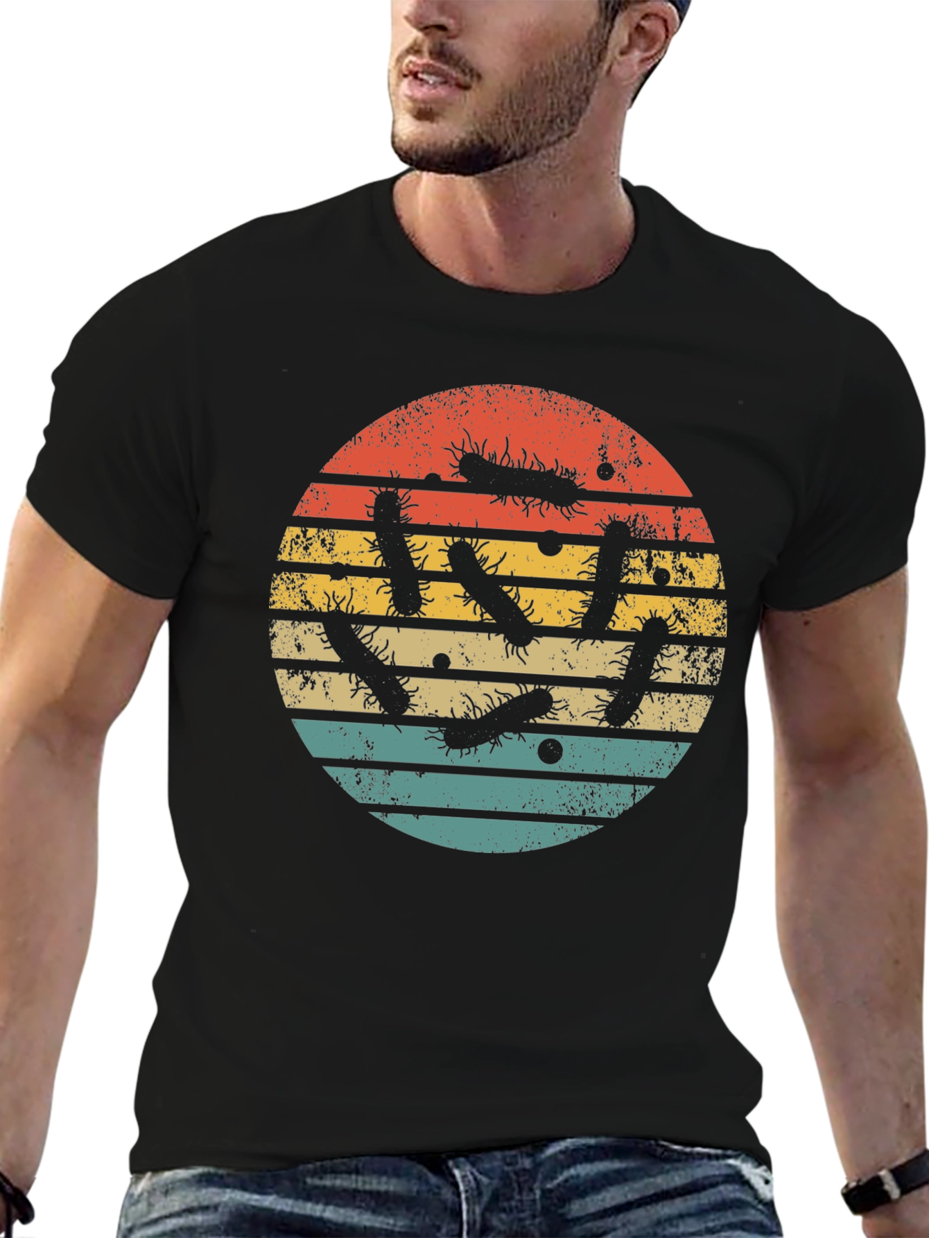 Retro Germs Sunset T-Shirt - Unique Microbiology Tee
