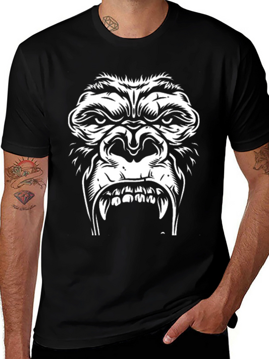 Angry Gorilla Graphic Tee - Black Cotton T-Shirt