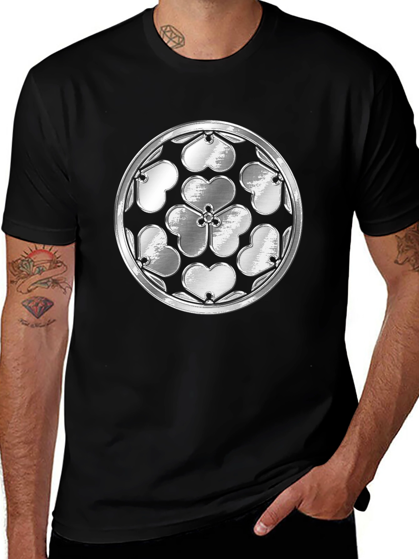 Shamrock Rosette Graphic Tee - Black