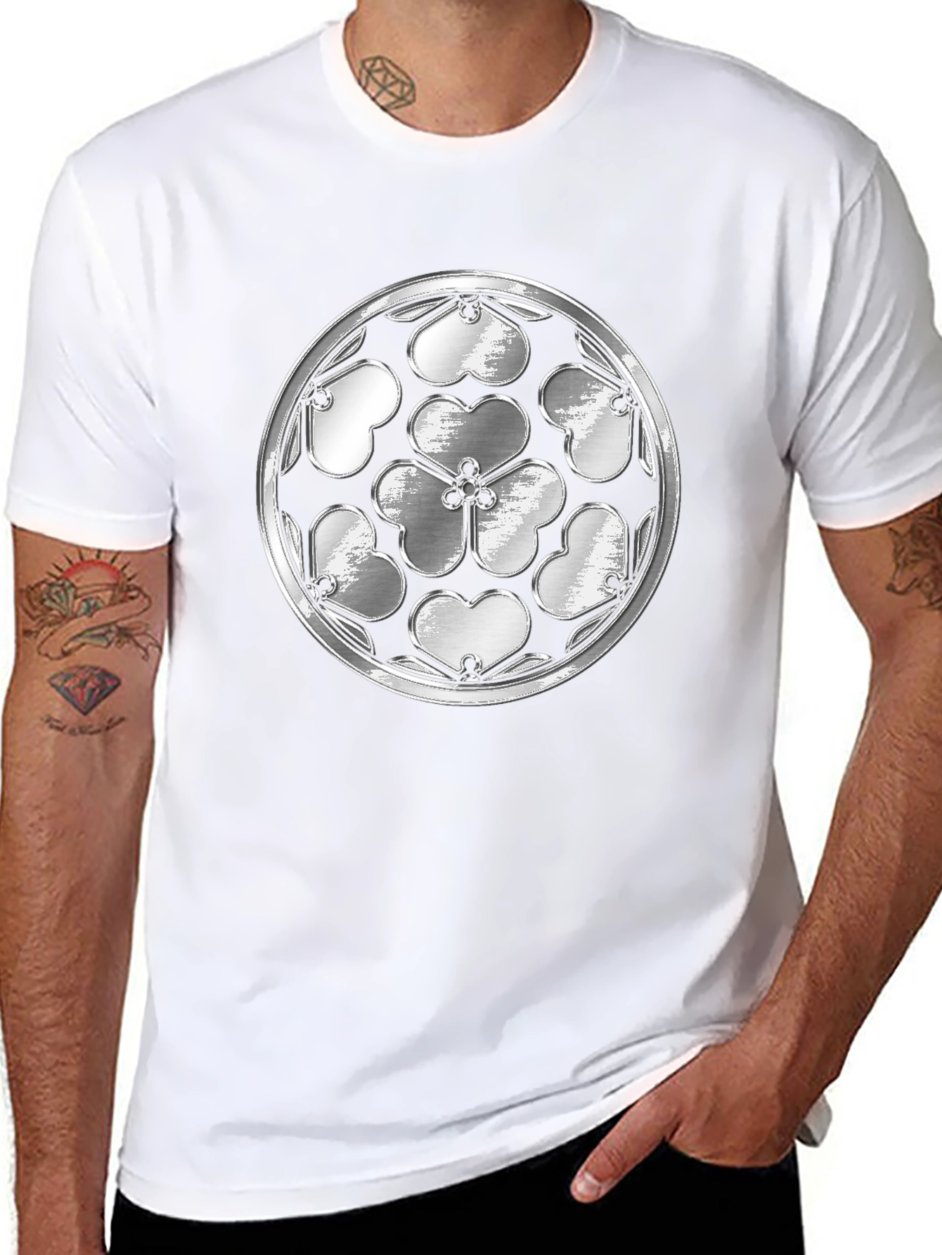 Shamrock Rosette Graphic Tee - Black