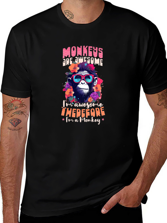 Monkey Awesome T-Shirt Funny Animal Tee