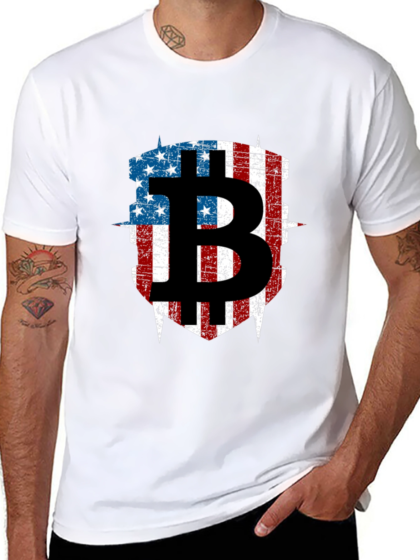 Bitcoin American Flag Graphic T-Shirt