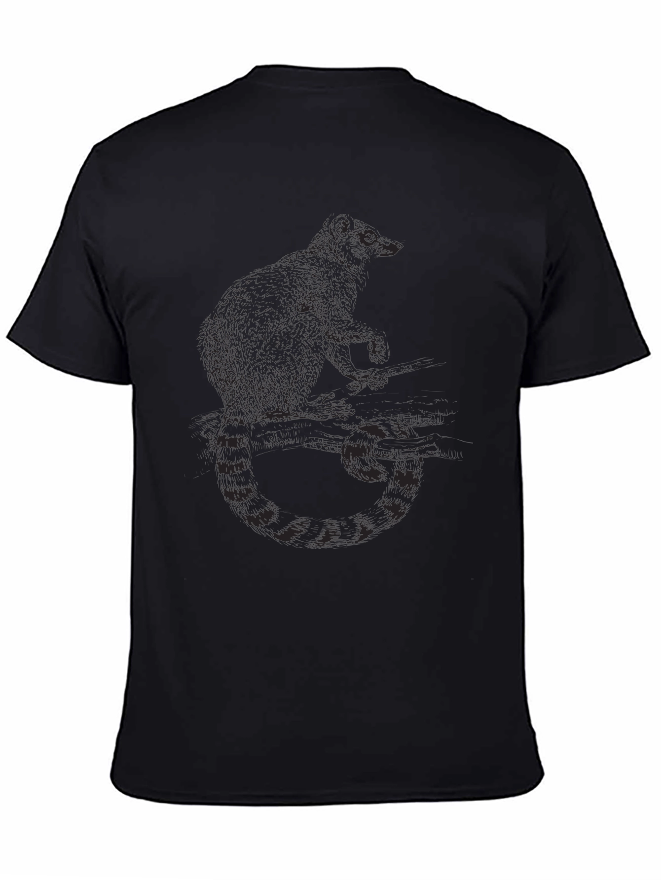 Mens Black Raccoon Graphic Tee