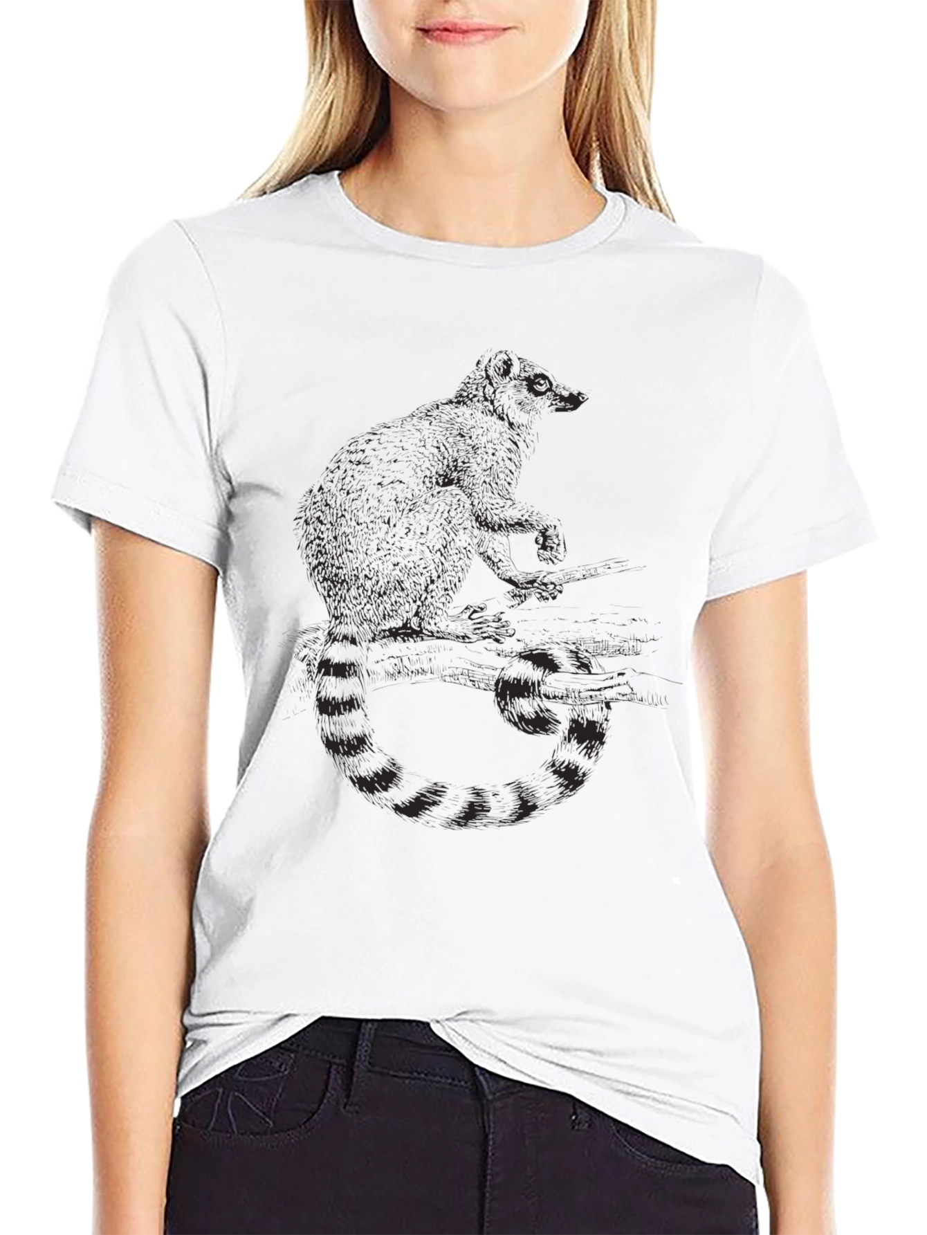 Mens Black Raccoon Graphic Tee