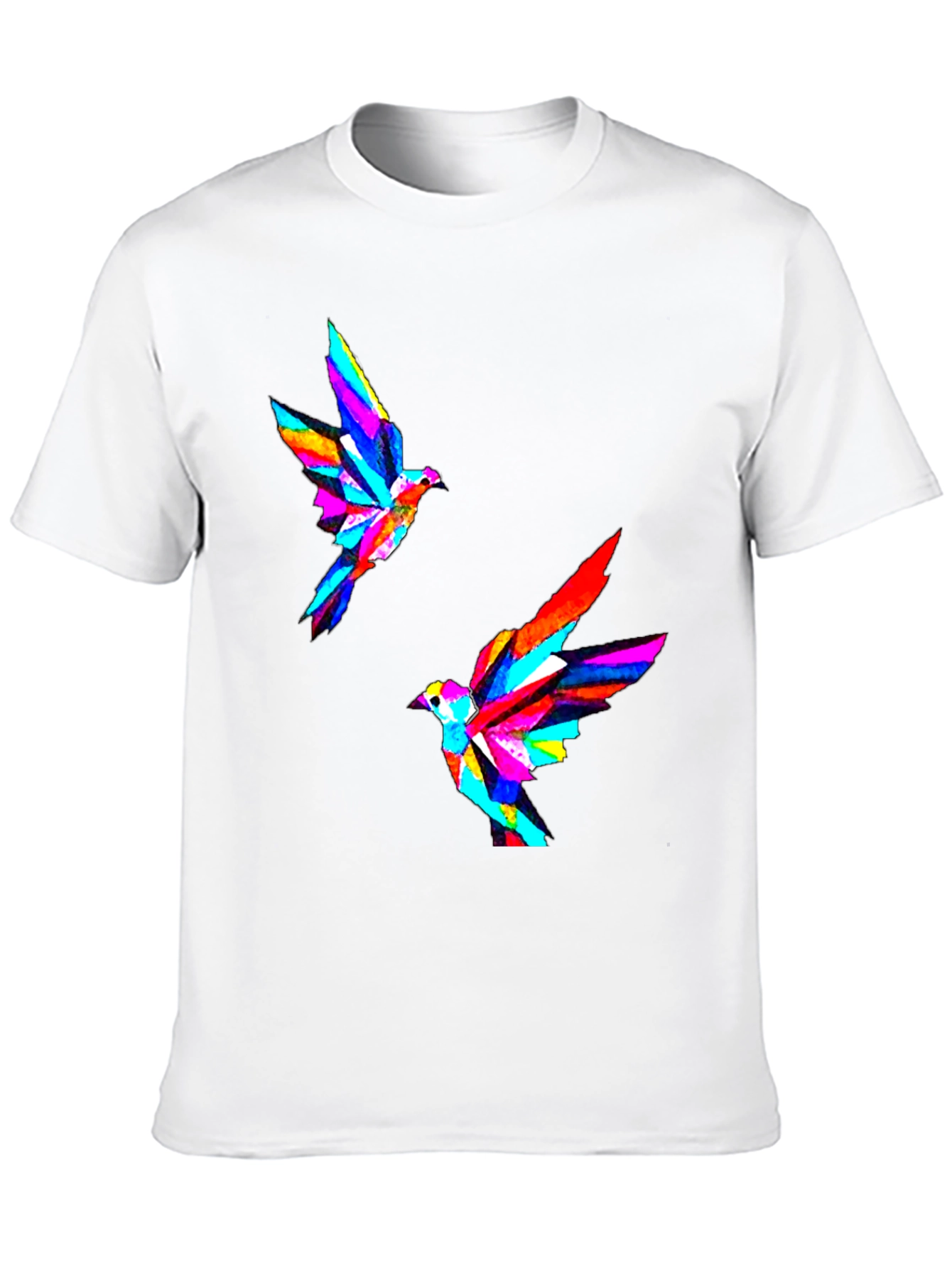 Geometric Bird Print Black T-Shirt