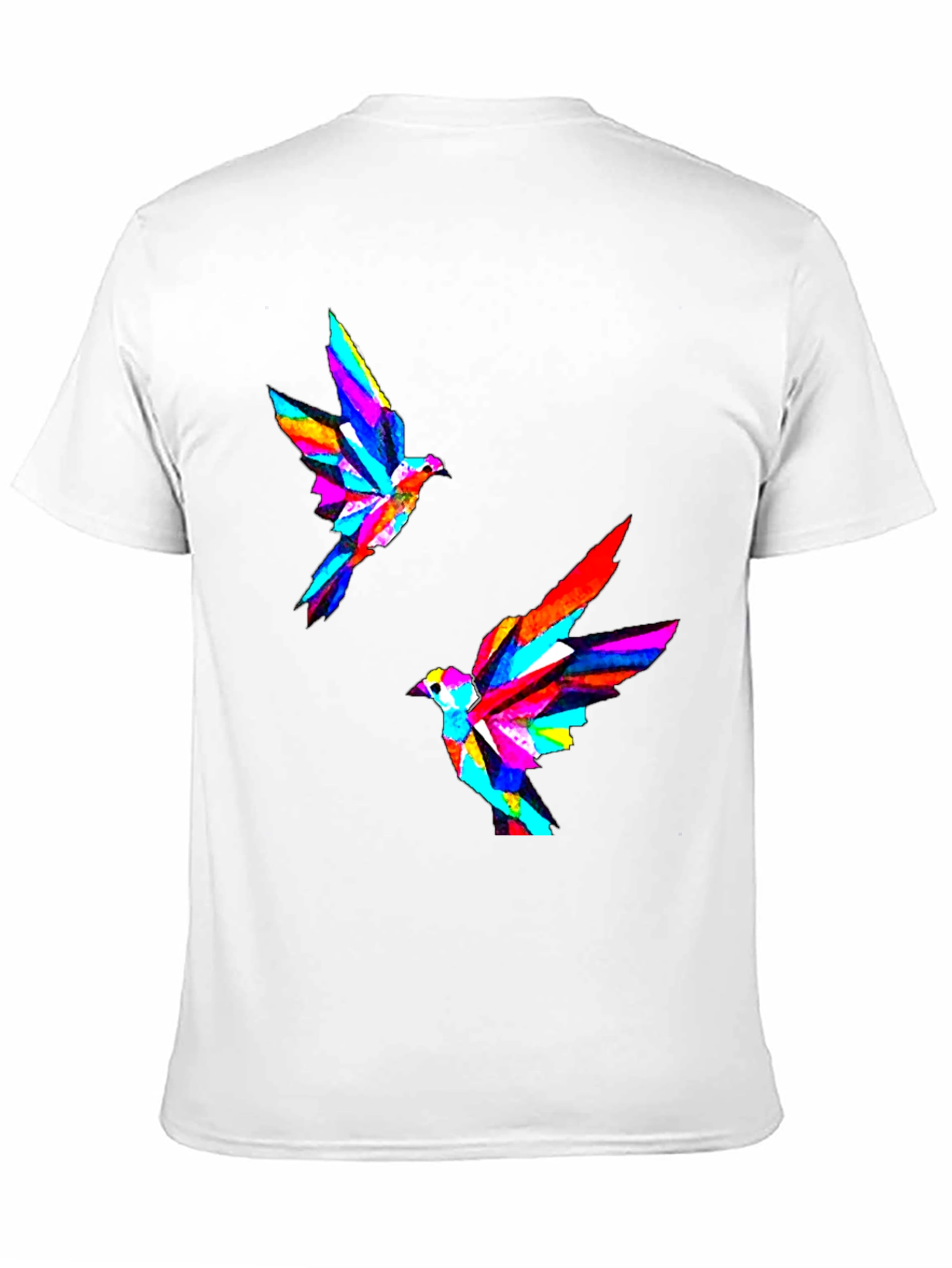 Geometric Bird Print Black T-Shirt