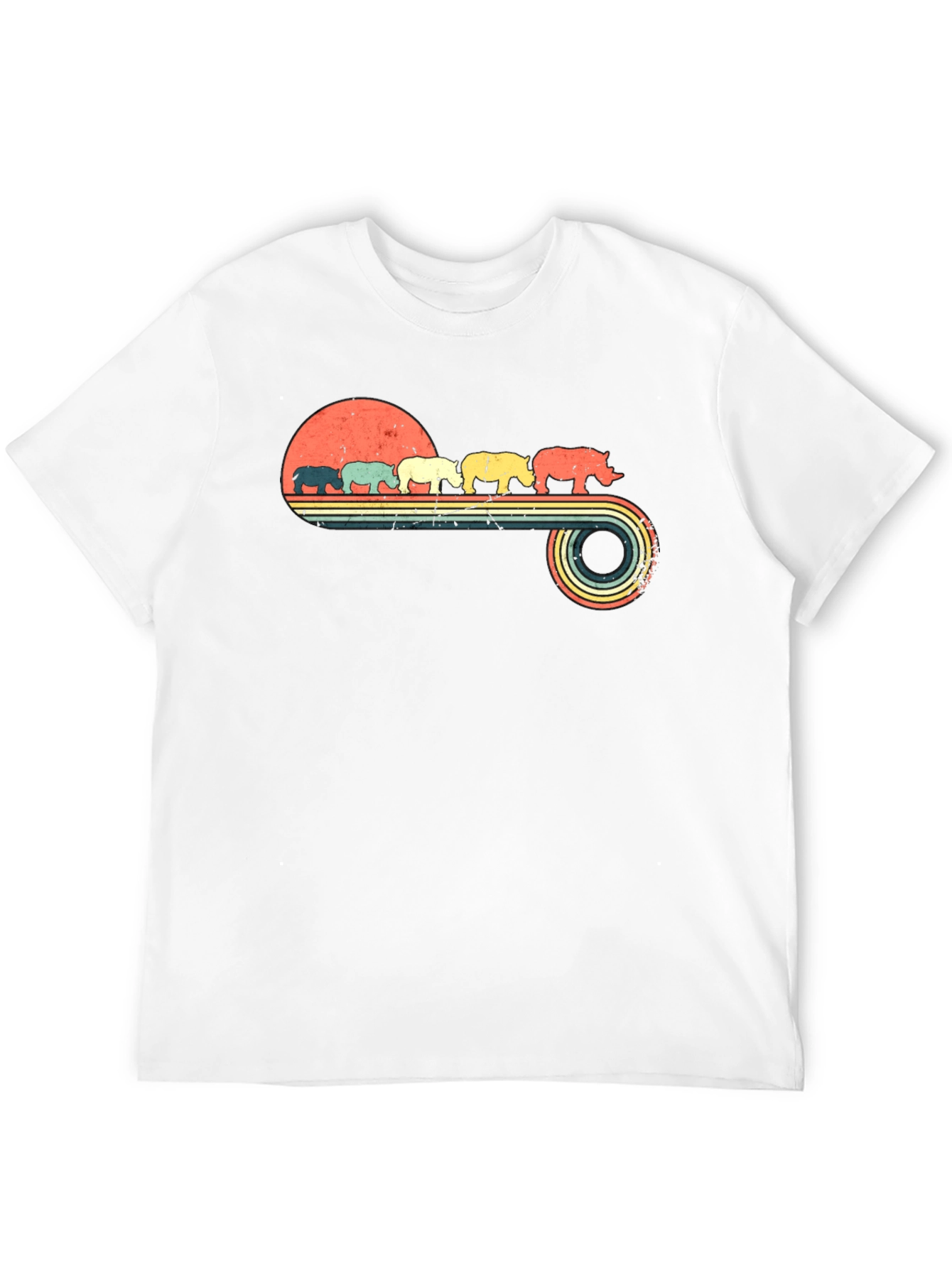 Retro Rhino Sunset Graphic Tee