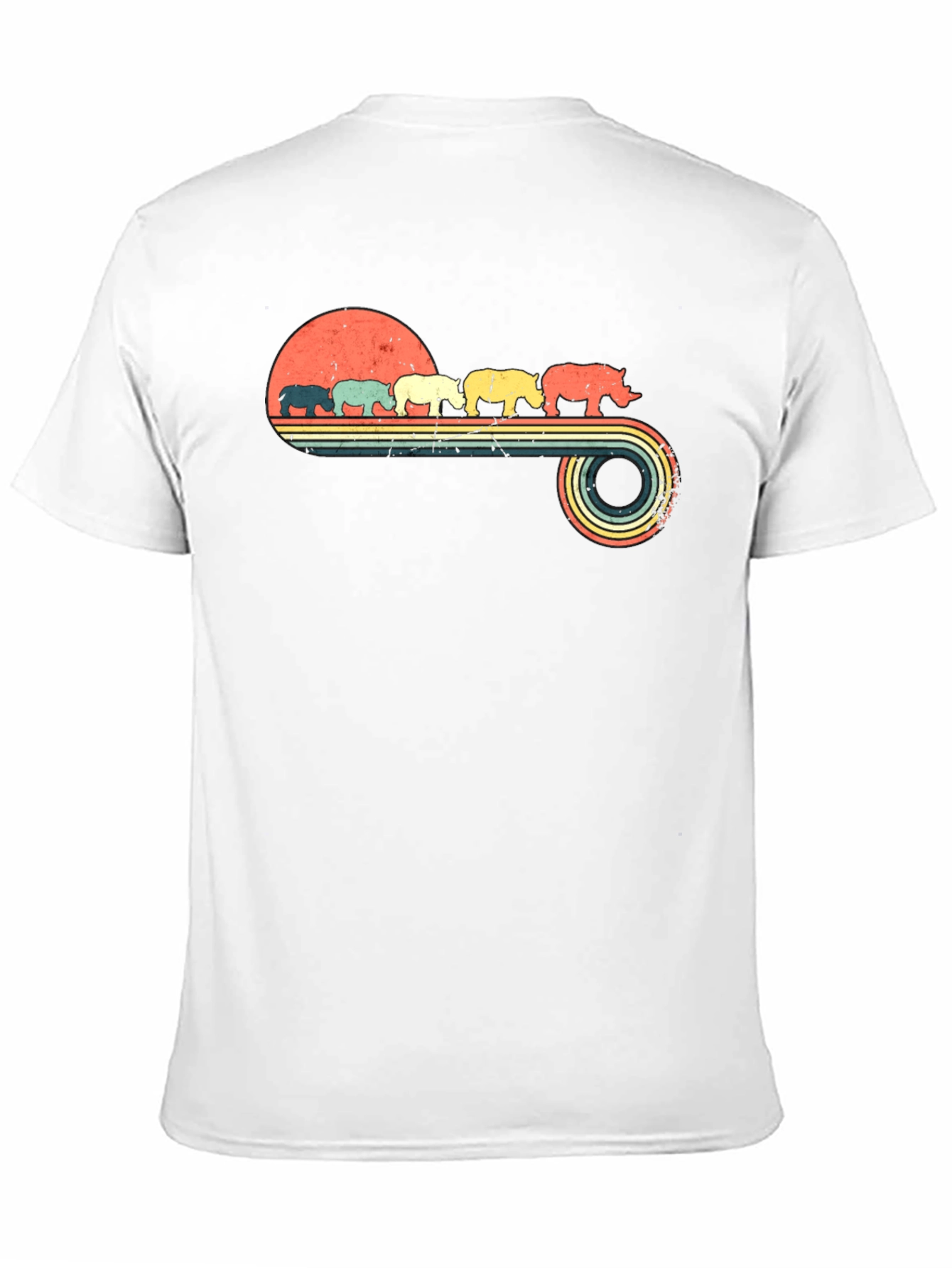 Retro Rhino Sunset Graphic Tee