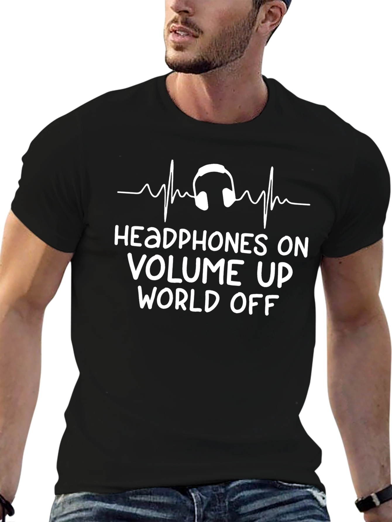 Headphones On Volume Up World Off T-Shirt