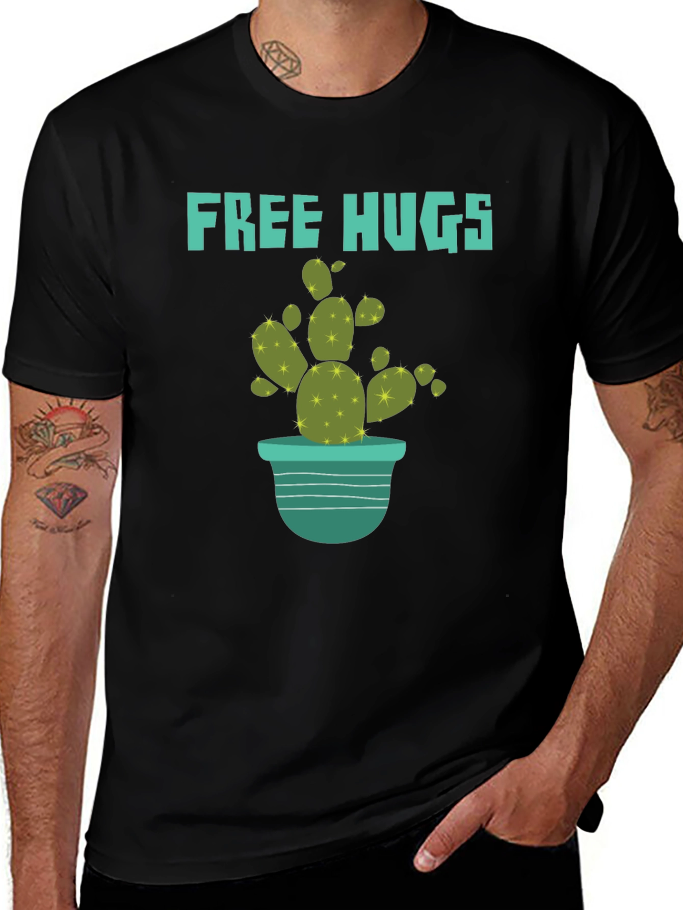 Free Hugs Cactus T-Shirt - Trendy Graphic Tee