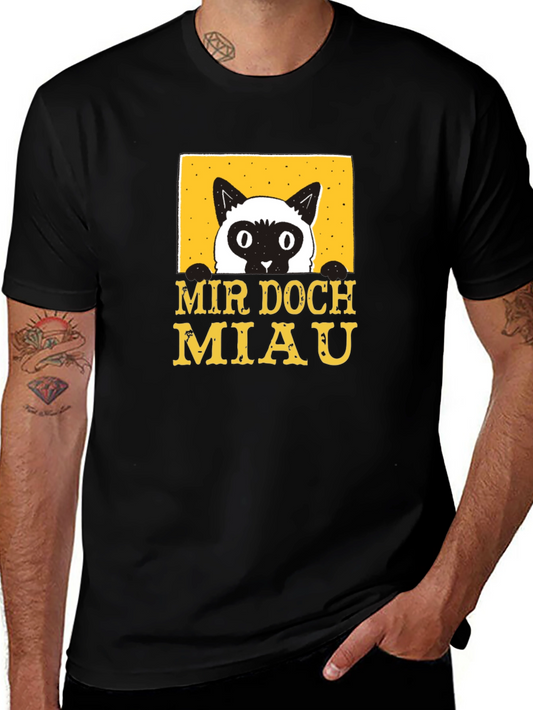 Mir Doch Miau Cat T-Shirt - Black Cotton Blend Tee