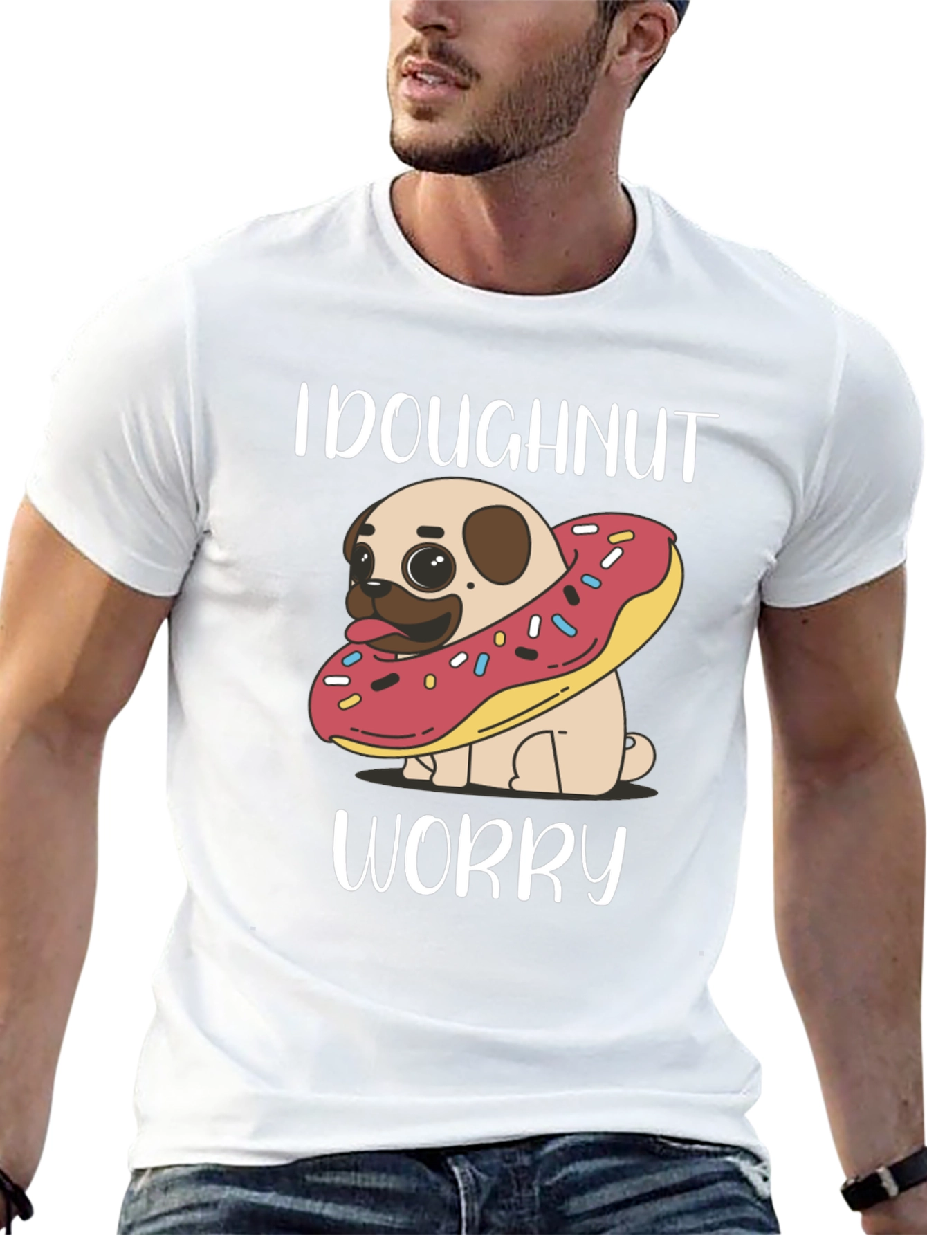Doghnut Worry T-Shirt - Cute Pug & Doughnut