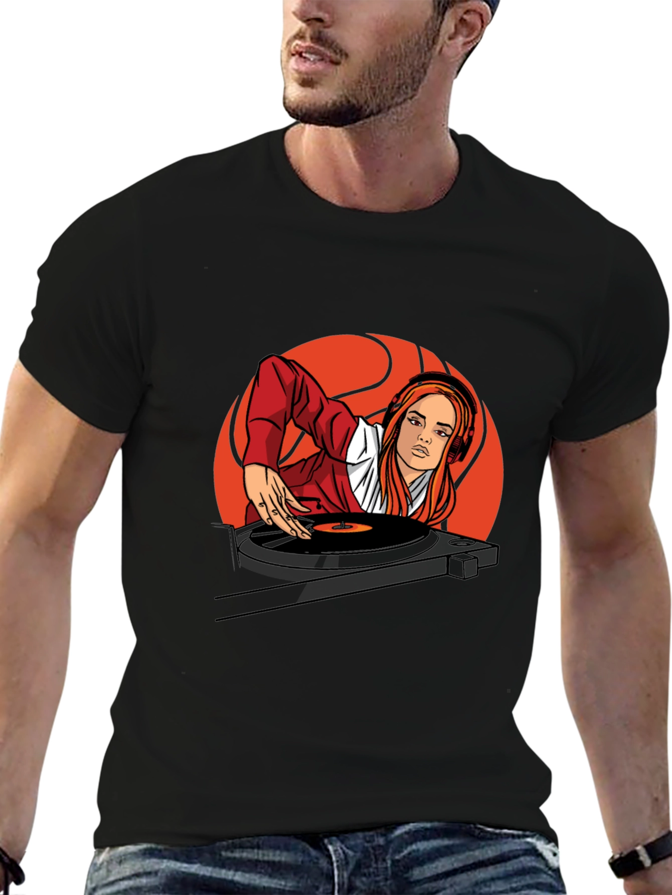DJ Girl Graphic T-Shirt - Black