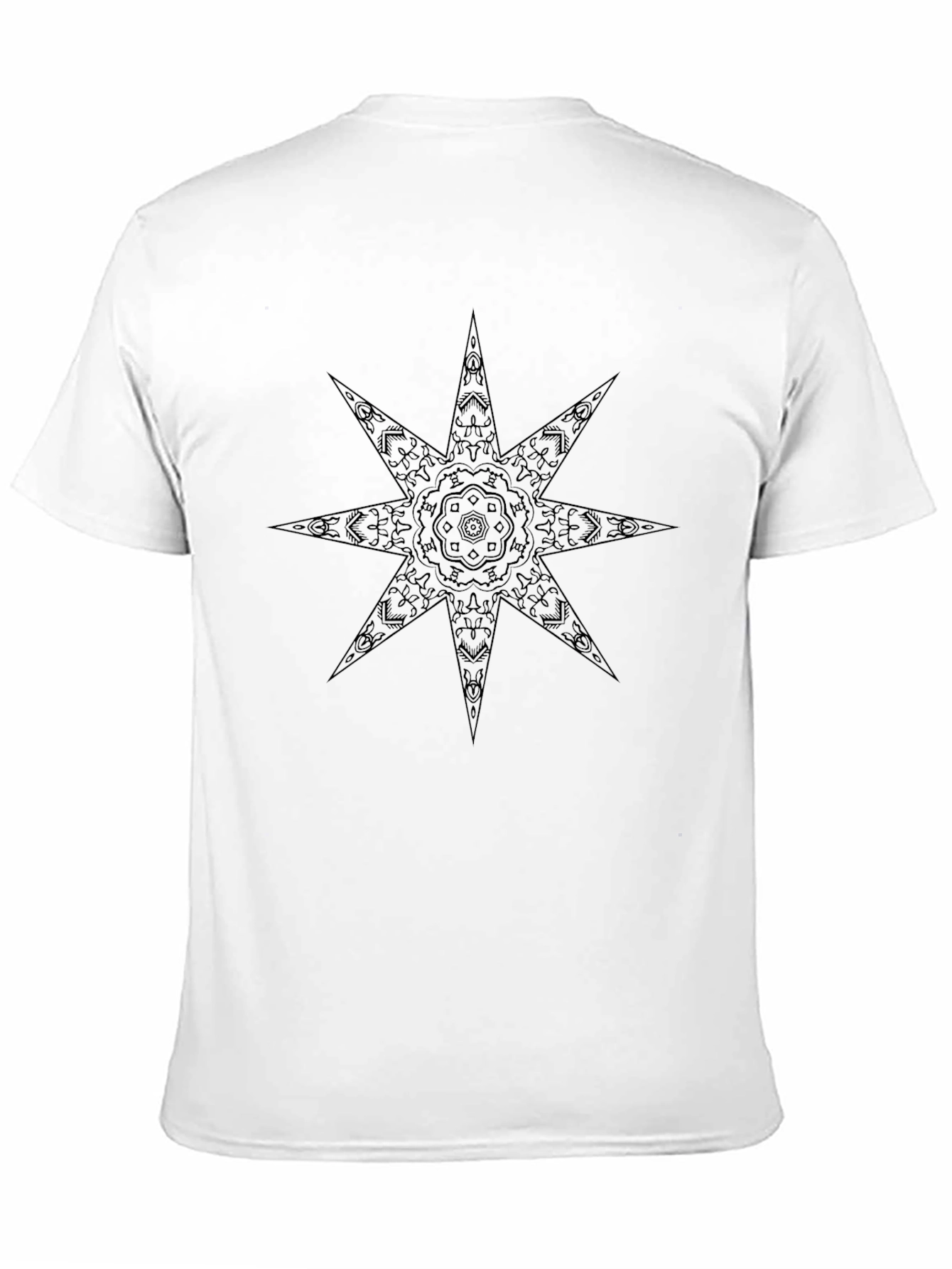 Geometric Starburst Tee - Black Cotton Blend Casual Shirt