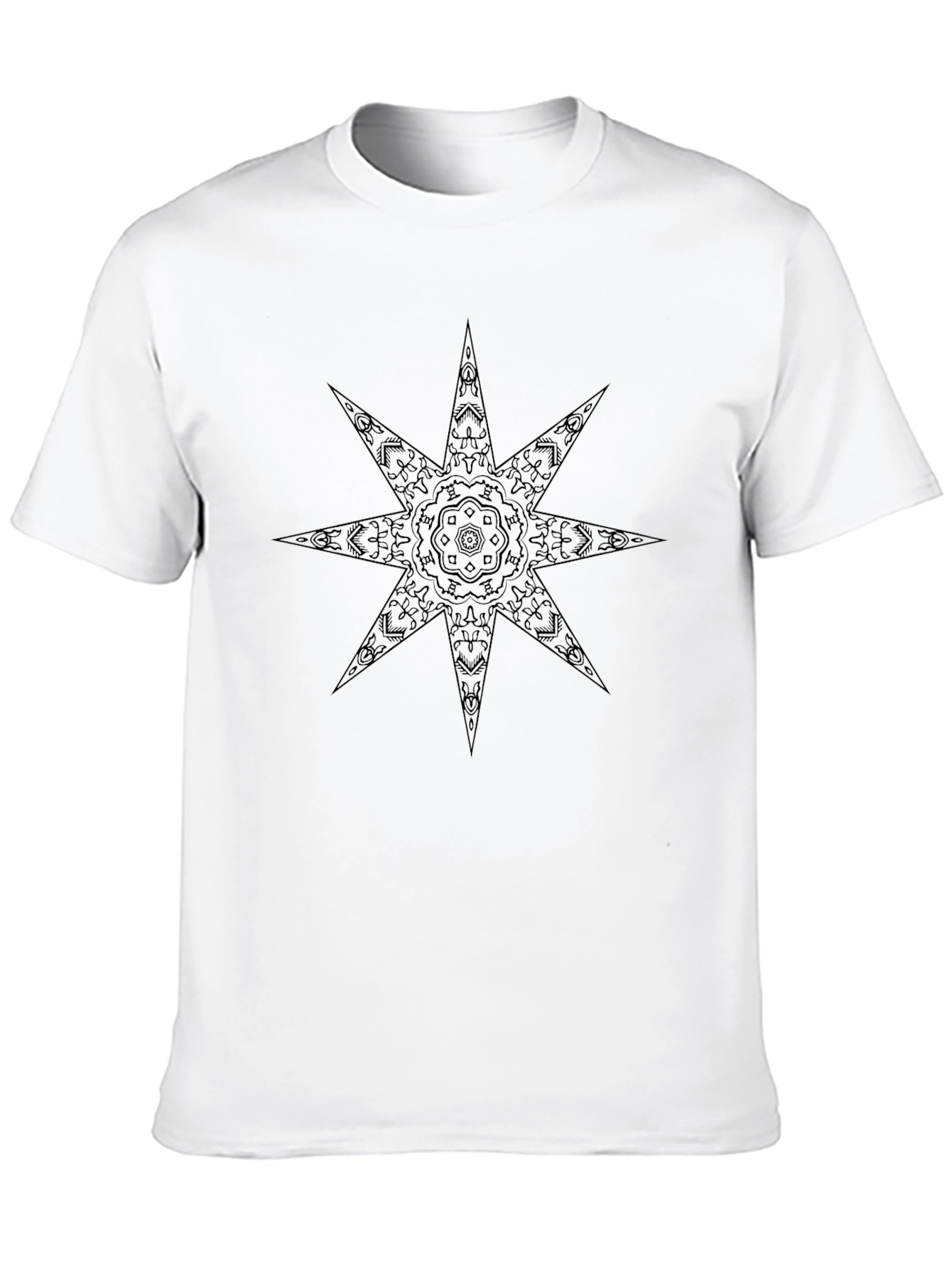 Geometric Starburst Tee - Black Cotton Blend Casual Shirt