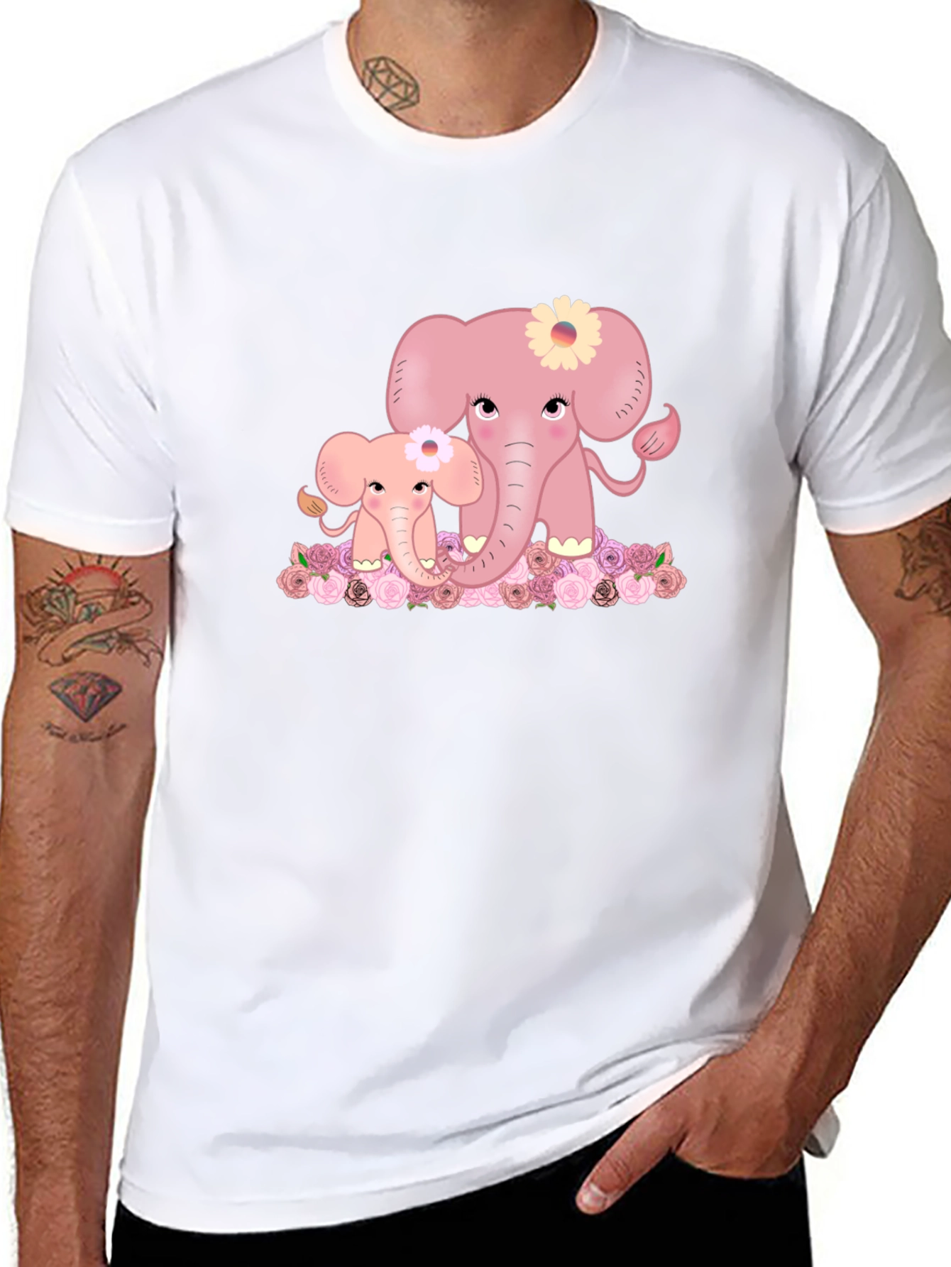 Cute Elephant Graphic Tee - Mom & Baby Design