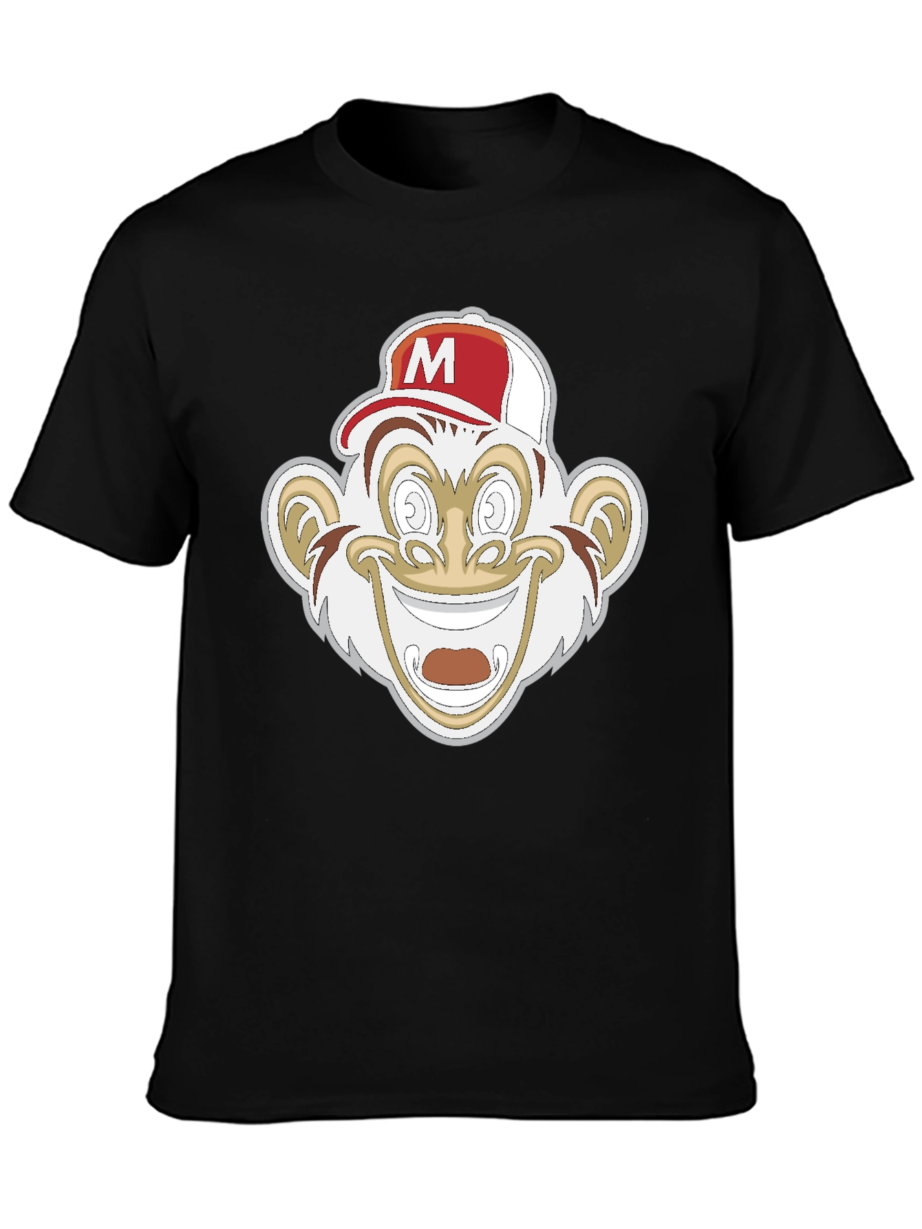 Monkey Cartoon Graphic Black Tee