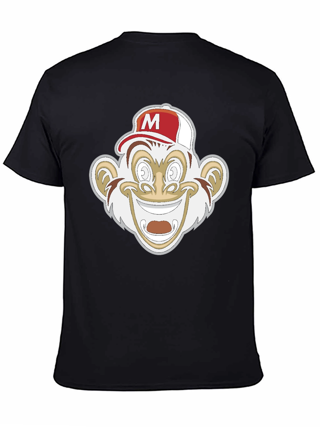 Monkey Cartoon Graphic Black Tee