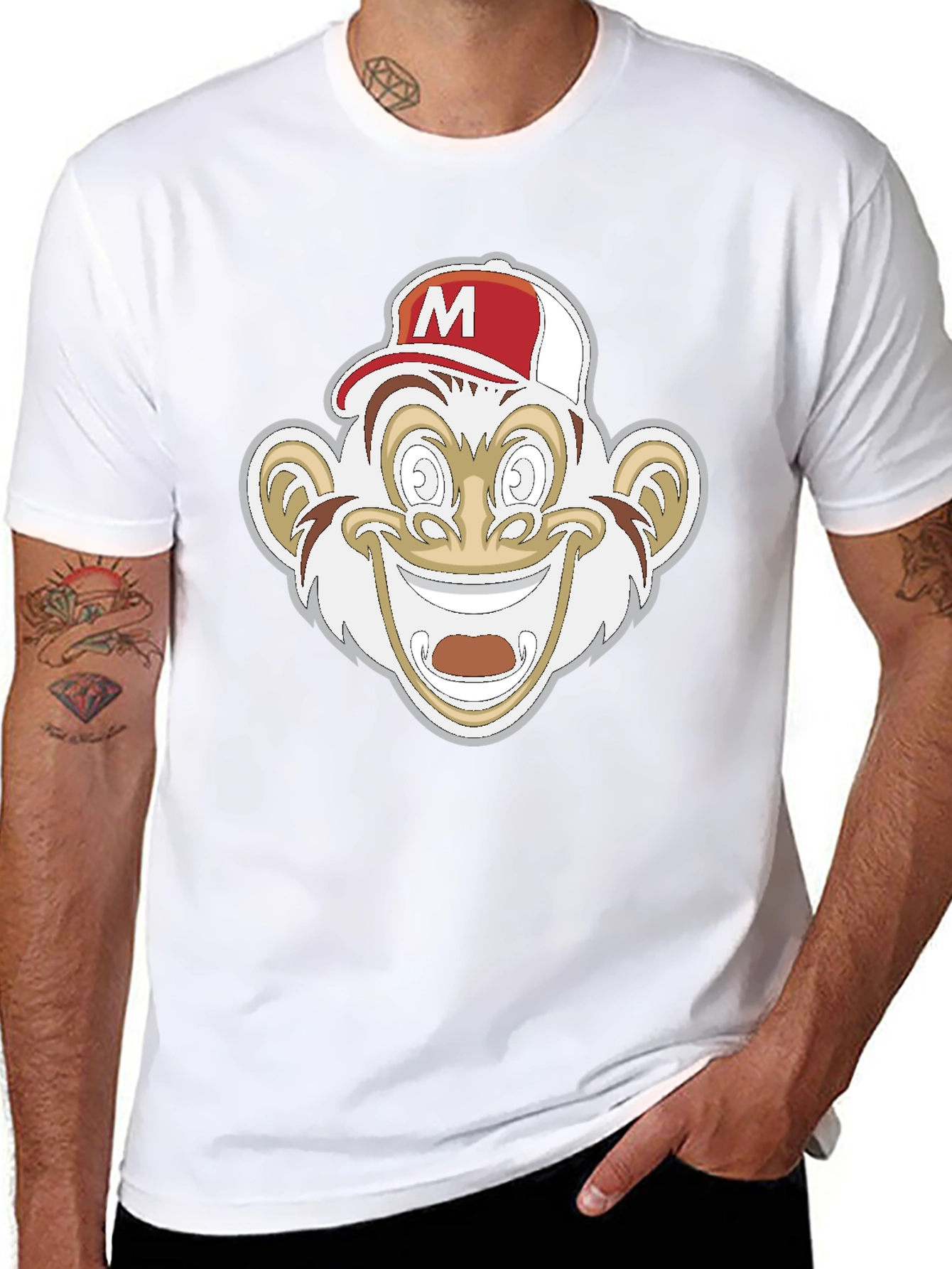 Monkey Cartoon Graphic Black Tee