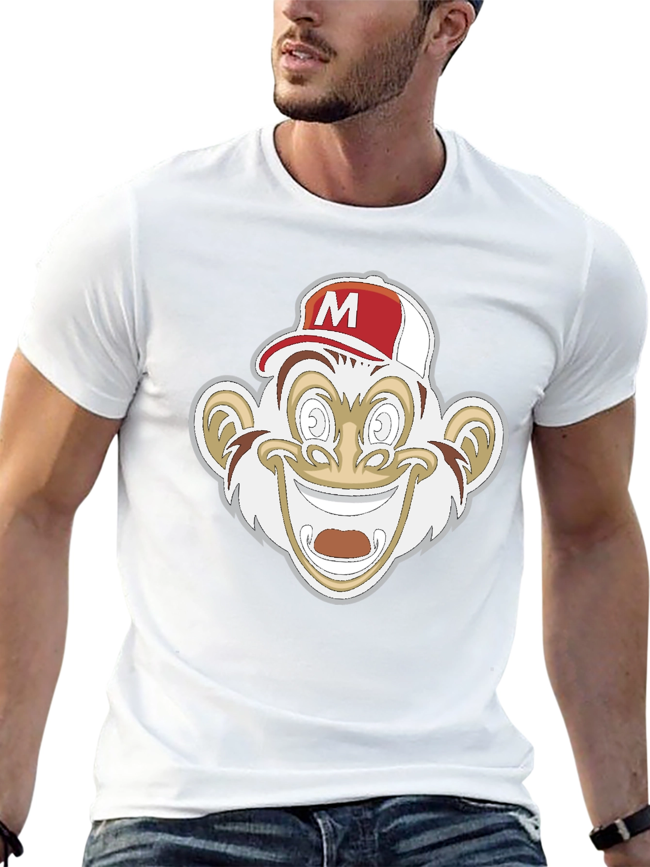 Monkey Cartoon Graphic Black Tee