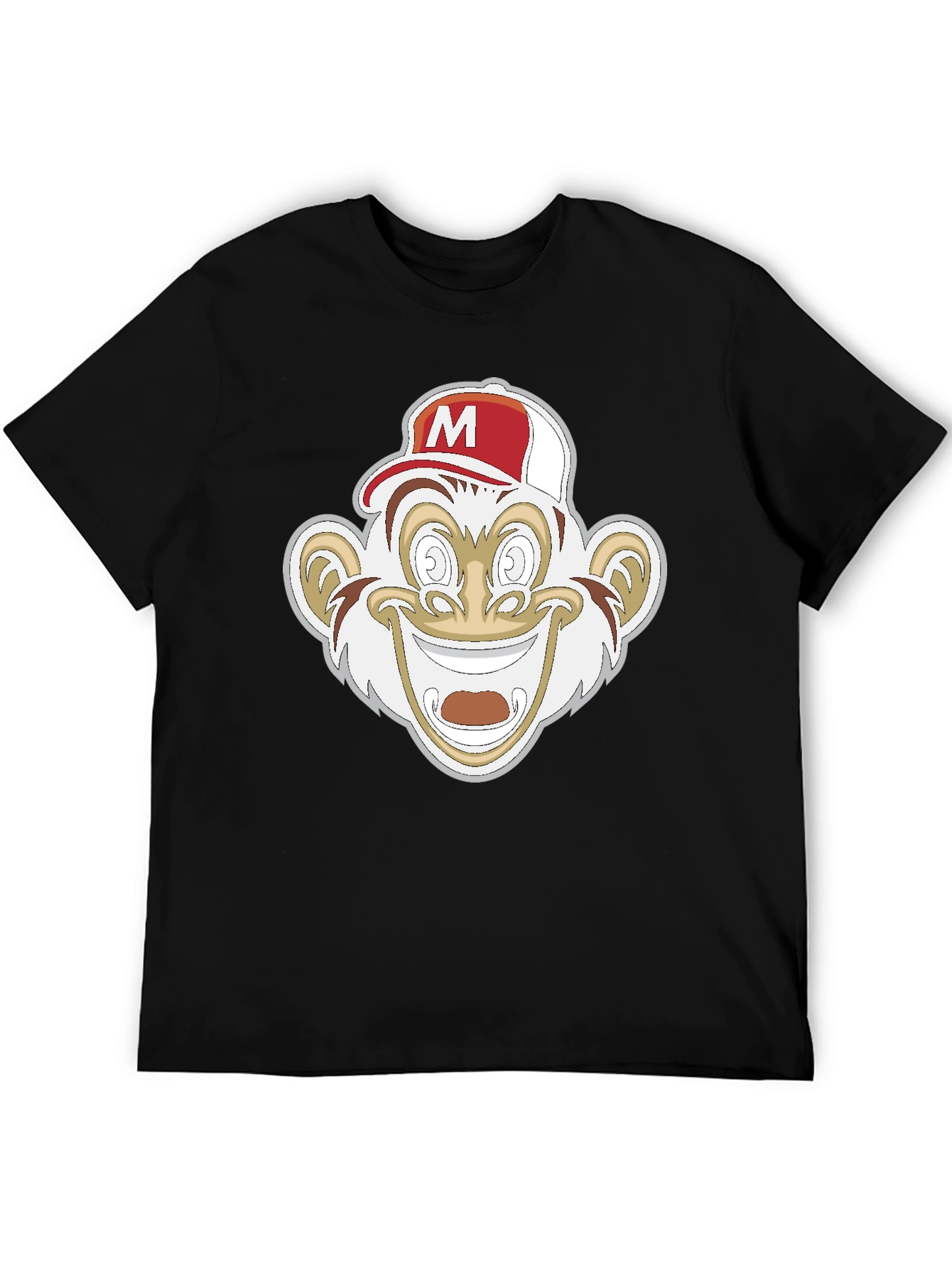 Monkey Cartoon Graphic Black Tee