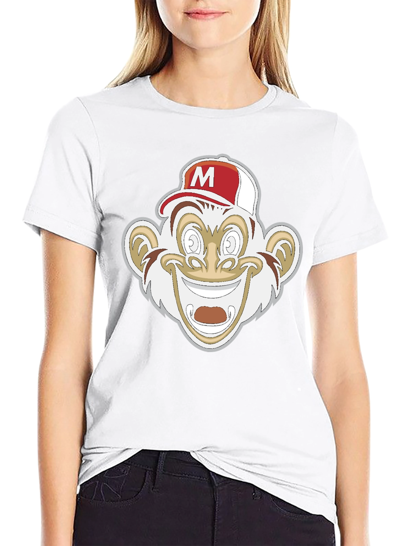 Monkey Cartoon Graphic Black Tee