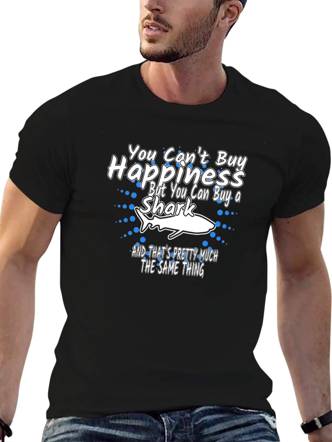 You Cant Buy Happiness Shark Graphic Tee