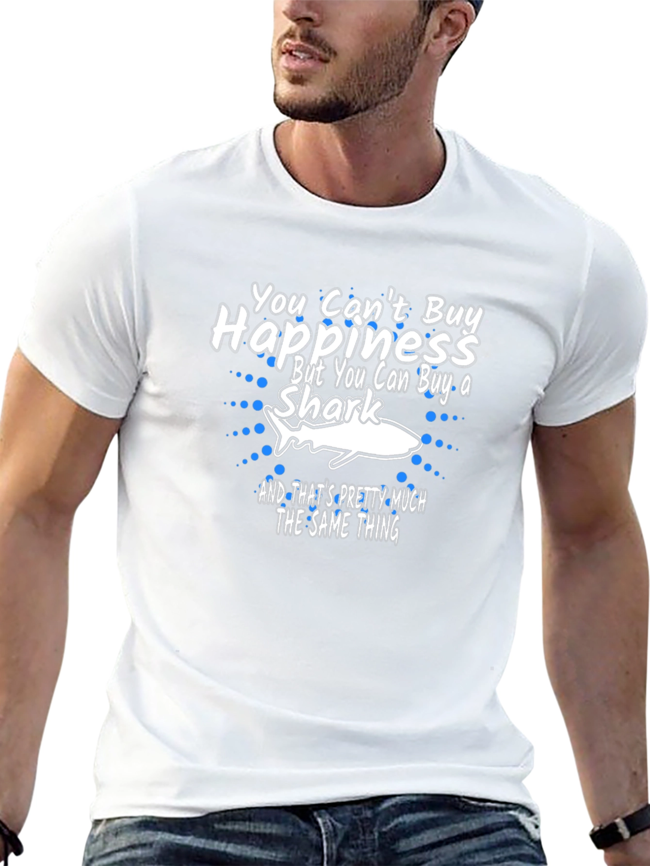 You Cant Buy Happiness Shark Graphic Tee