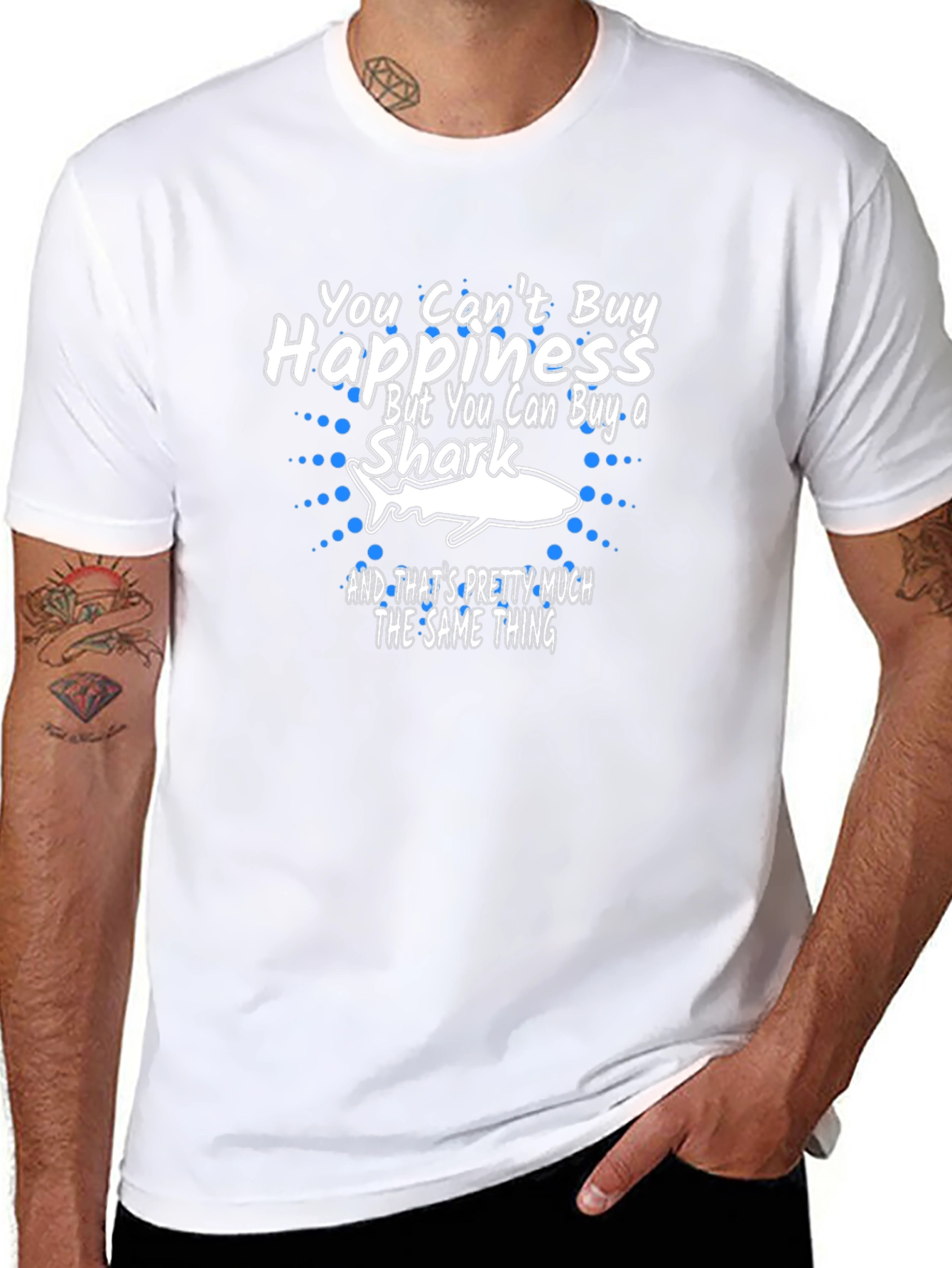 You Cant Buy Happiness Shark Graphic Tee