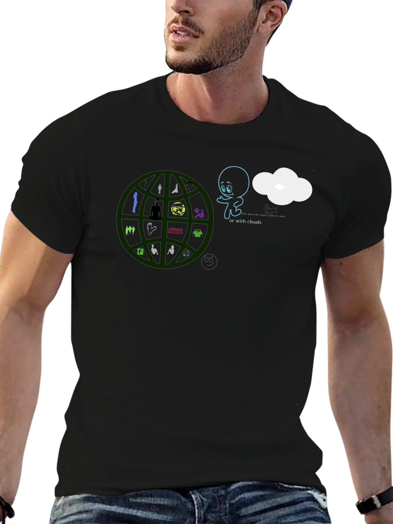 Graphic Print T-Shirt - or with clouds
