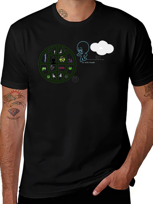Graphic Print T-Shirt - or with clouds
