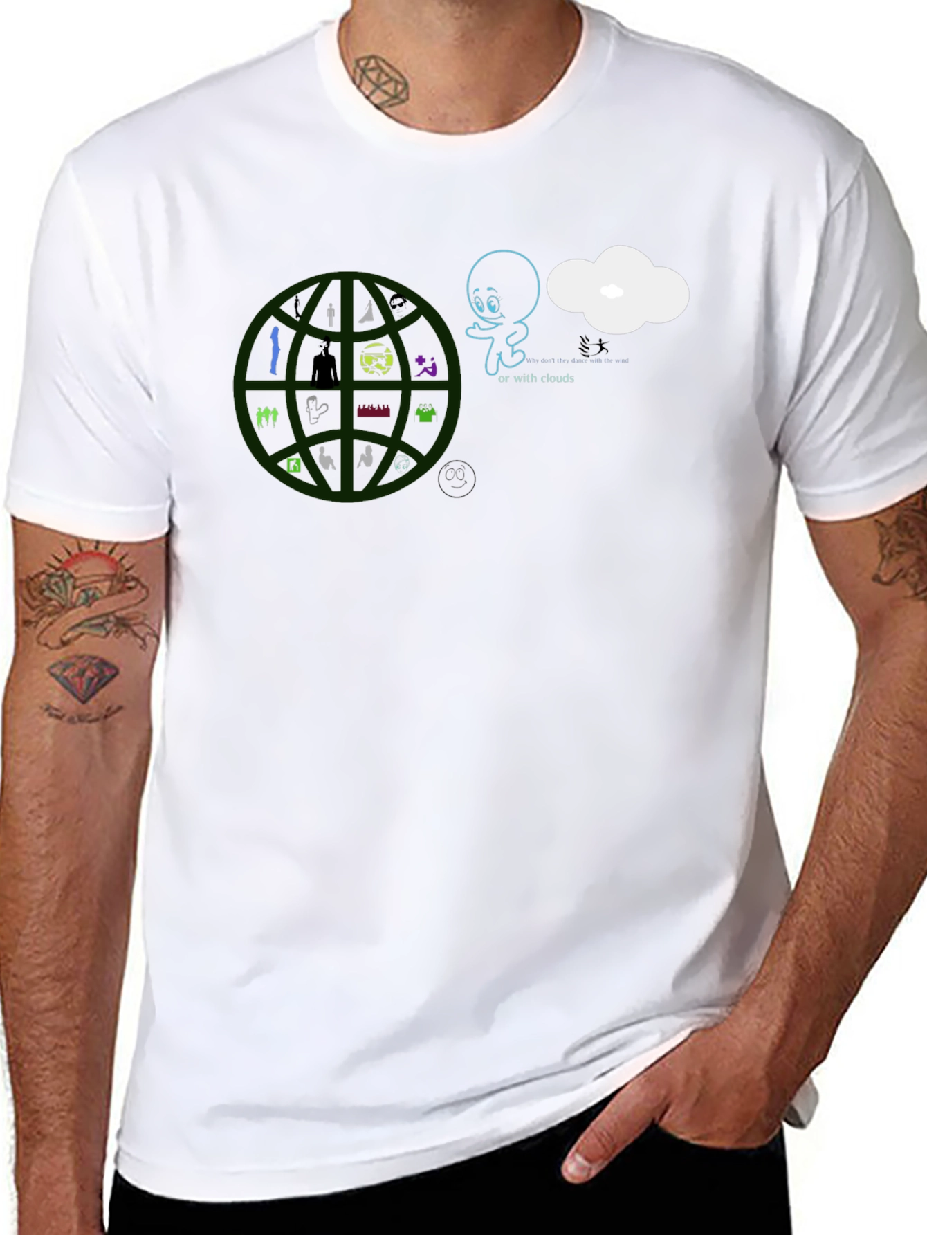 Graphic Print T-Shirt - or with clouds