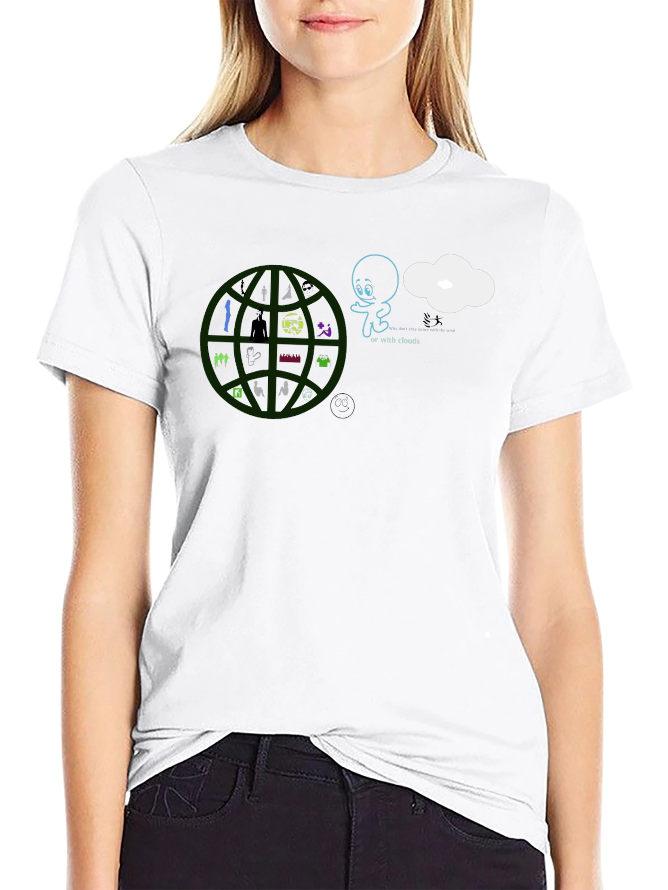 Graphic Print T-Shirt - or with clouds