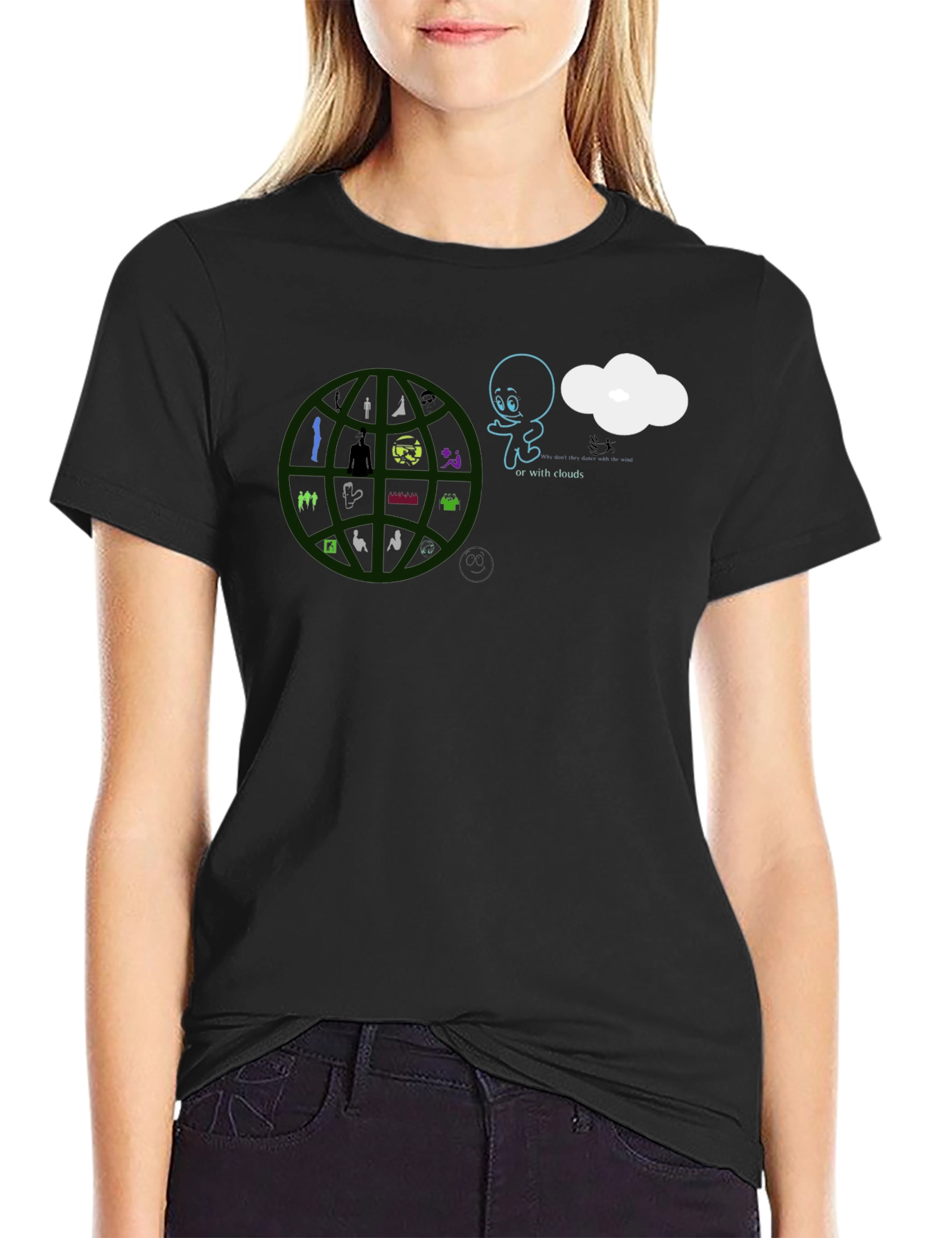Graphic Print T-Shirt - or with clouds