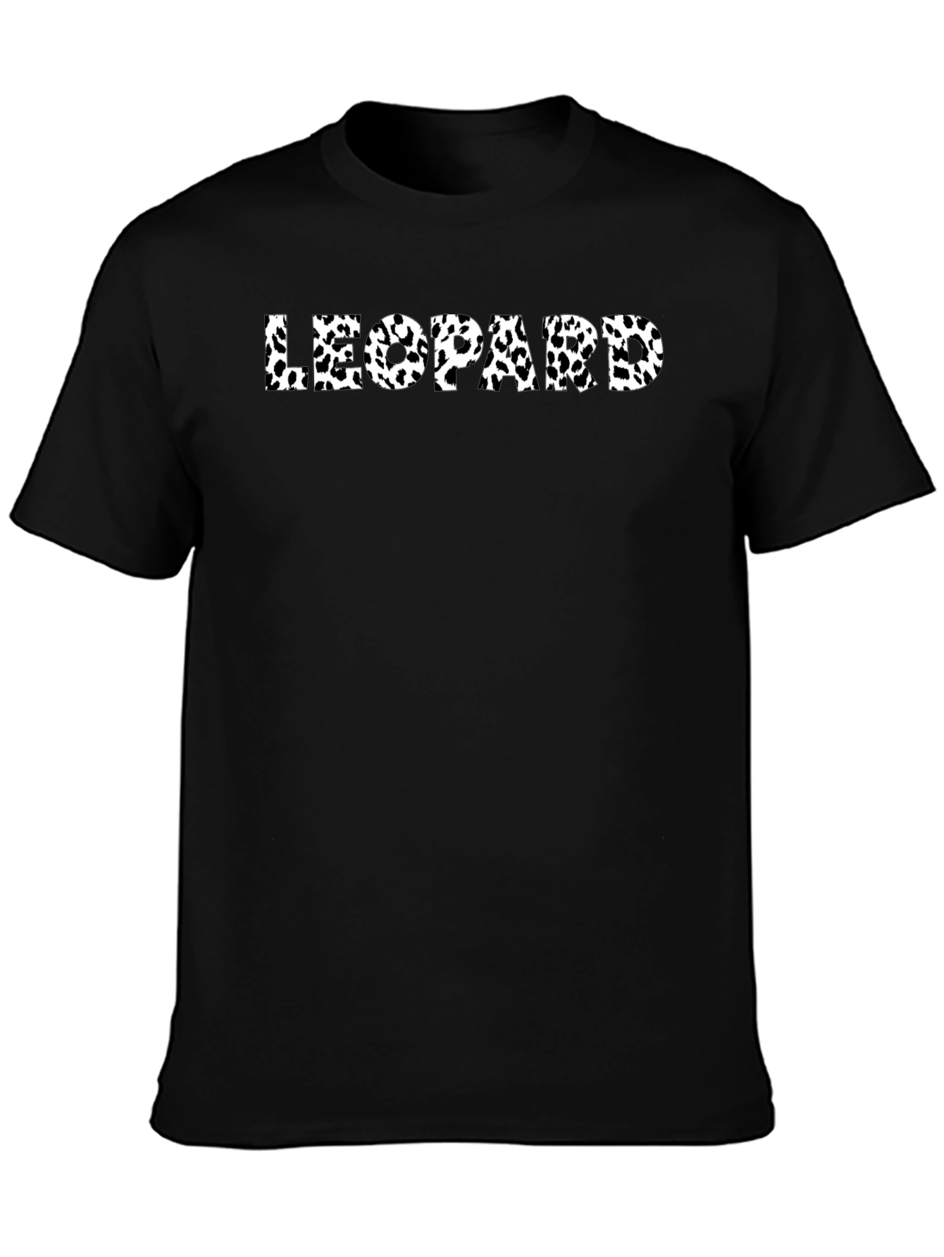 Leopard Print Mens Black T-Shirt