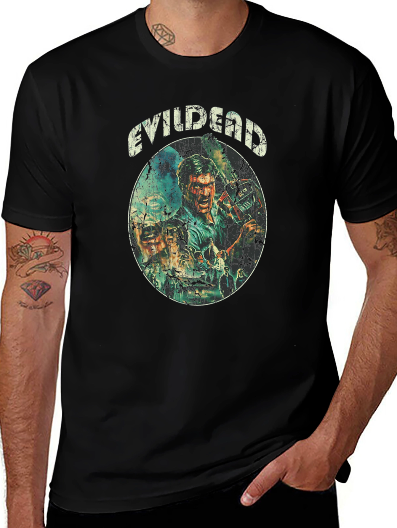Evil Dead Movie Graphic Print Black T-Shirt