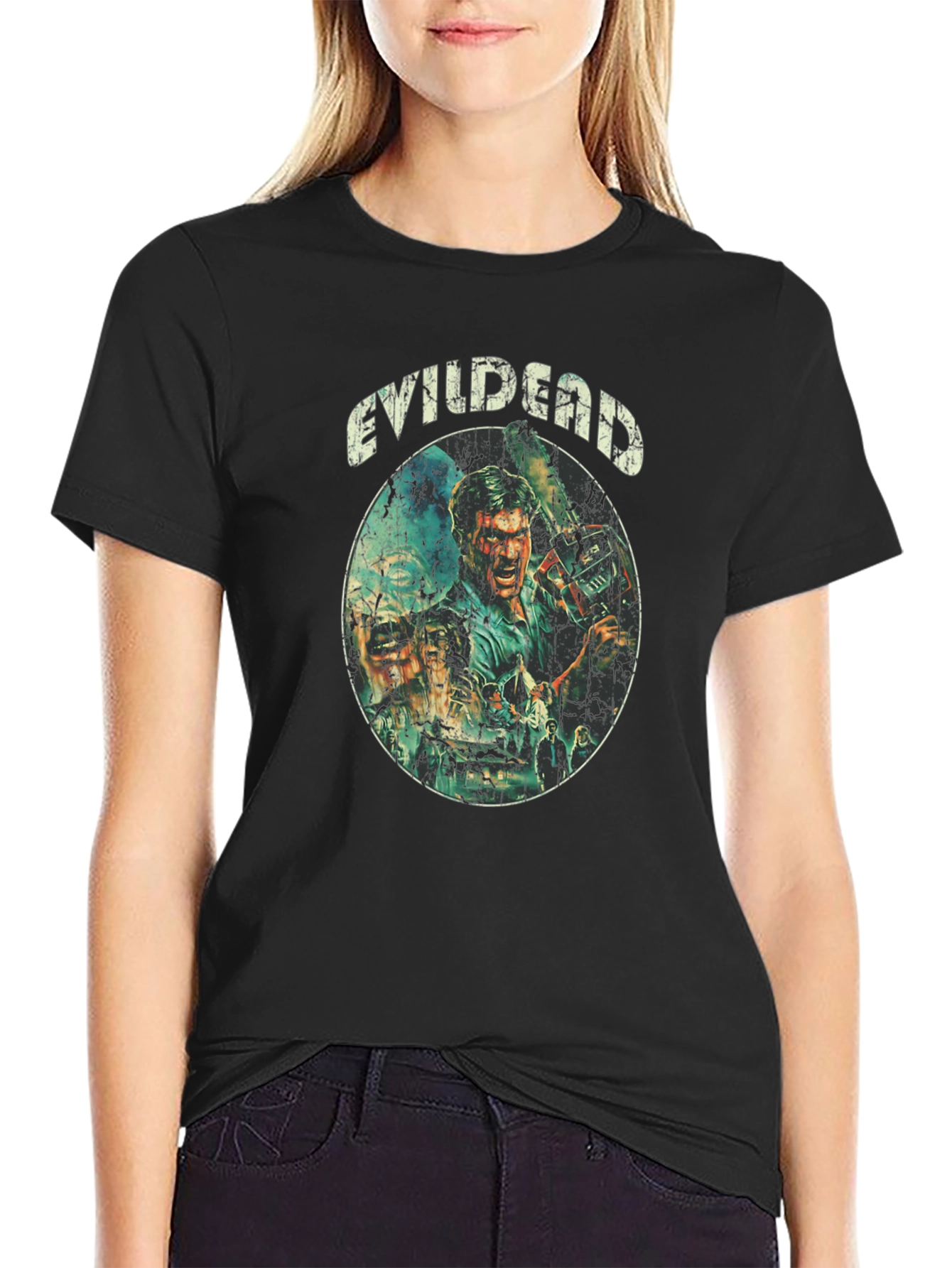 Evil Dead Movie Graphic Print Black T-Shirt